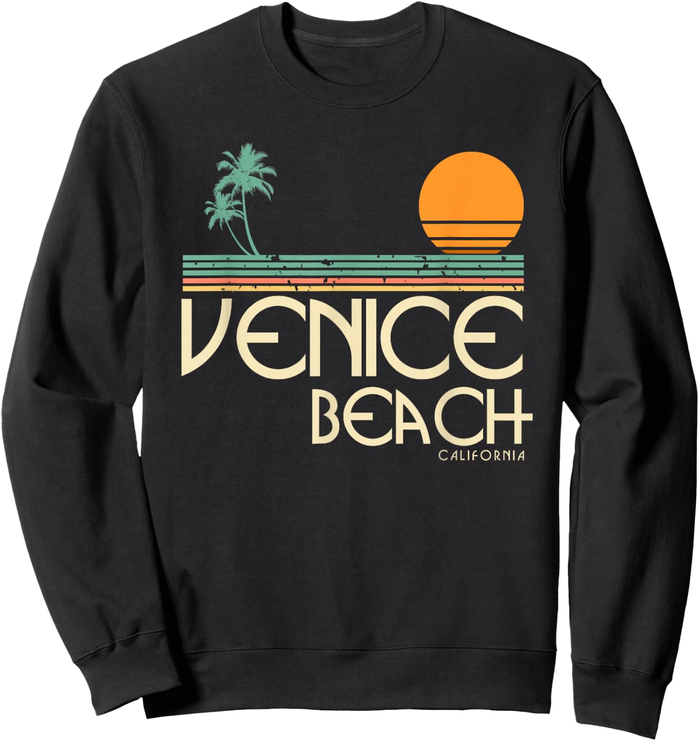Vintage Venice Beach California Sunset Palms Sweatshirt - Sweatshirt | Black