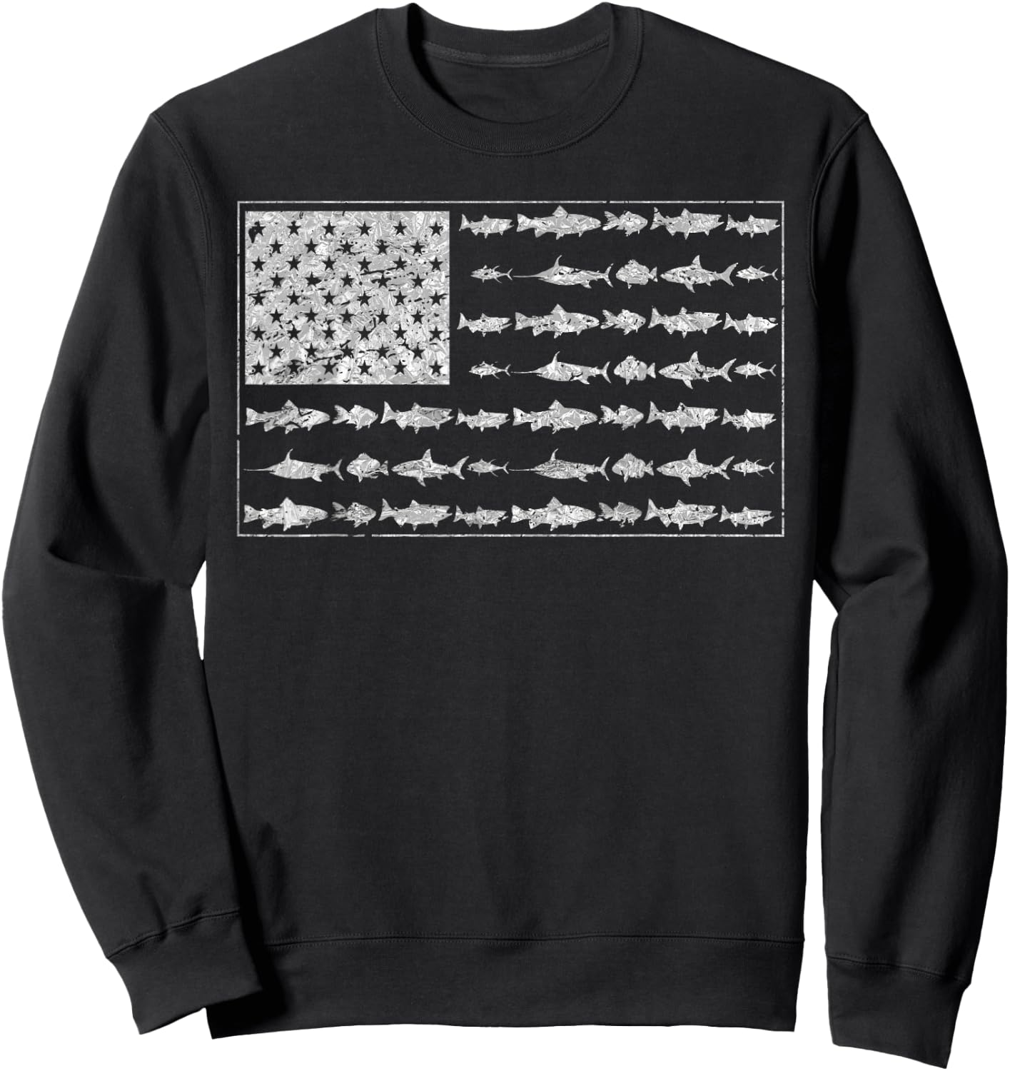 Salty Dad Gift Saltwater Fishing American Flag Ocean Fish Sweatshirt - Sweatshirt | Black