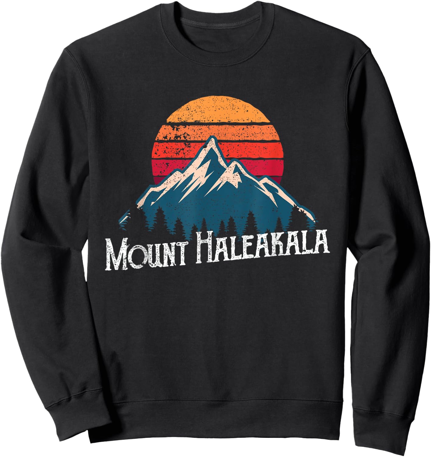 Hawaiian Mount Haleakala Volcano Mountain Retro T Shirt Sweatshirt - Sweatshirt | Black