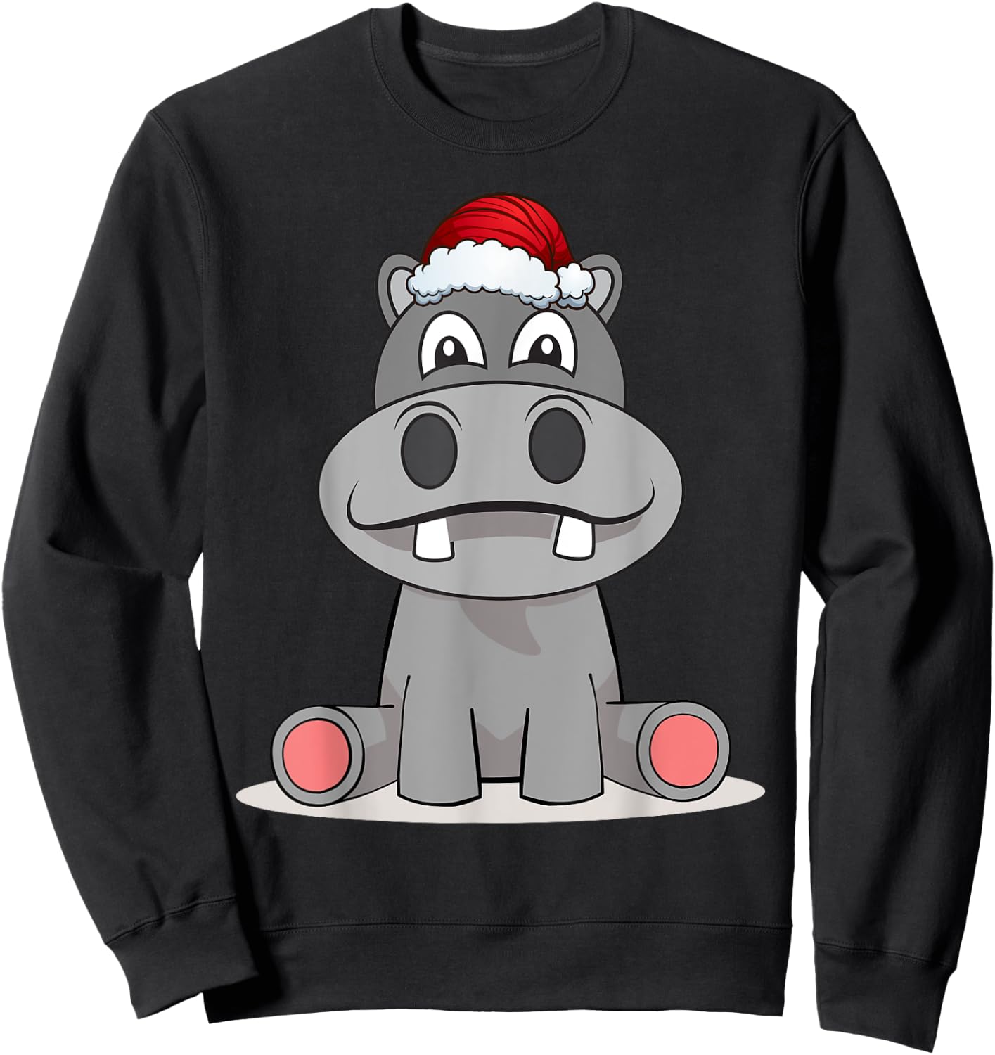 Hippopotamus Christmas | Happy Hippo Gift Sweatshirt - Sweatshirt | Black