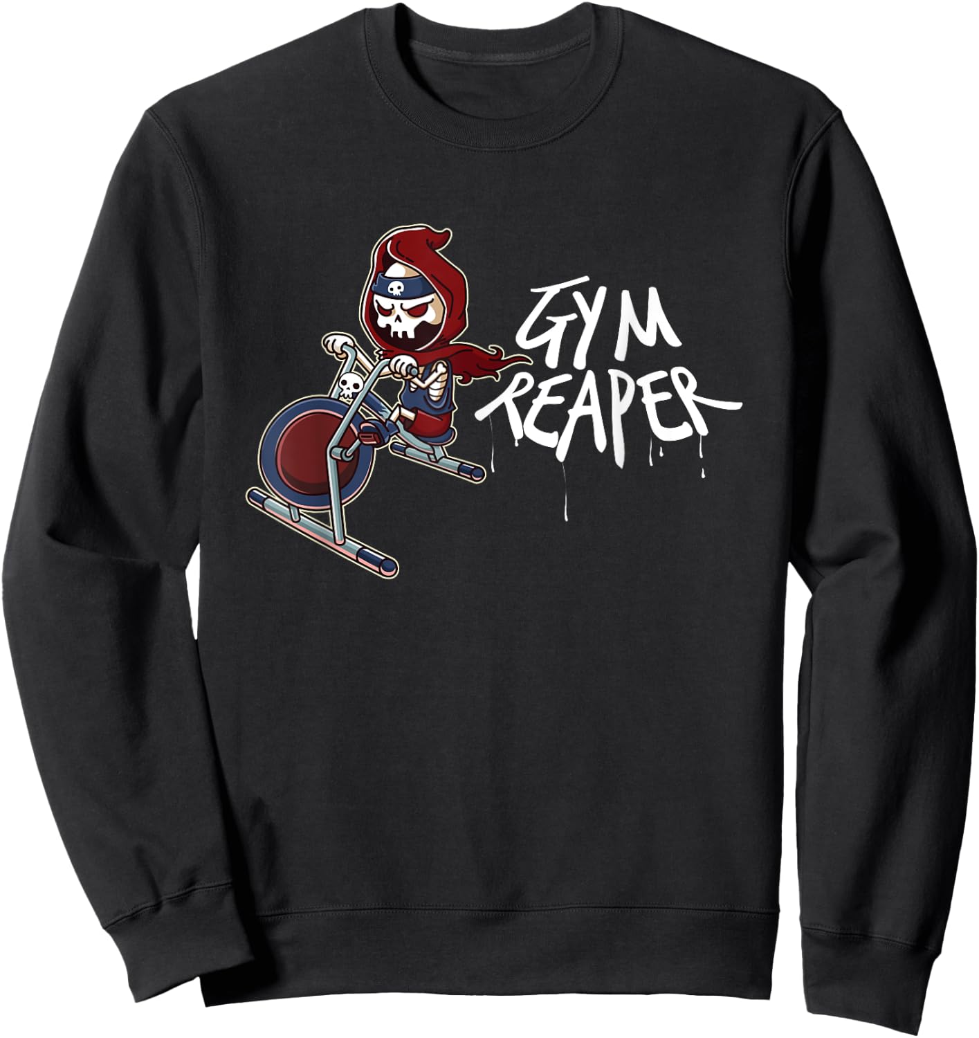 Gym Reaper Grim Reaper Cardio Is Hardio Workout Halloween Sweatshirt - Sweatshirt | Black