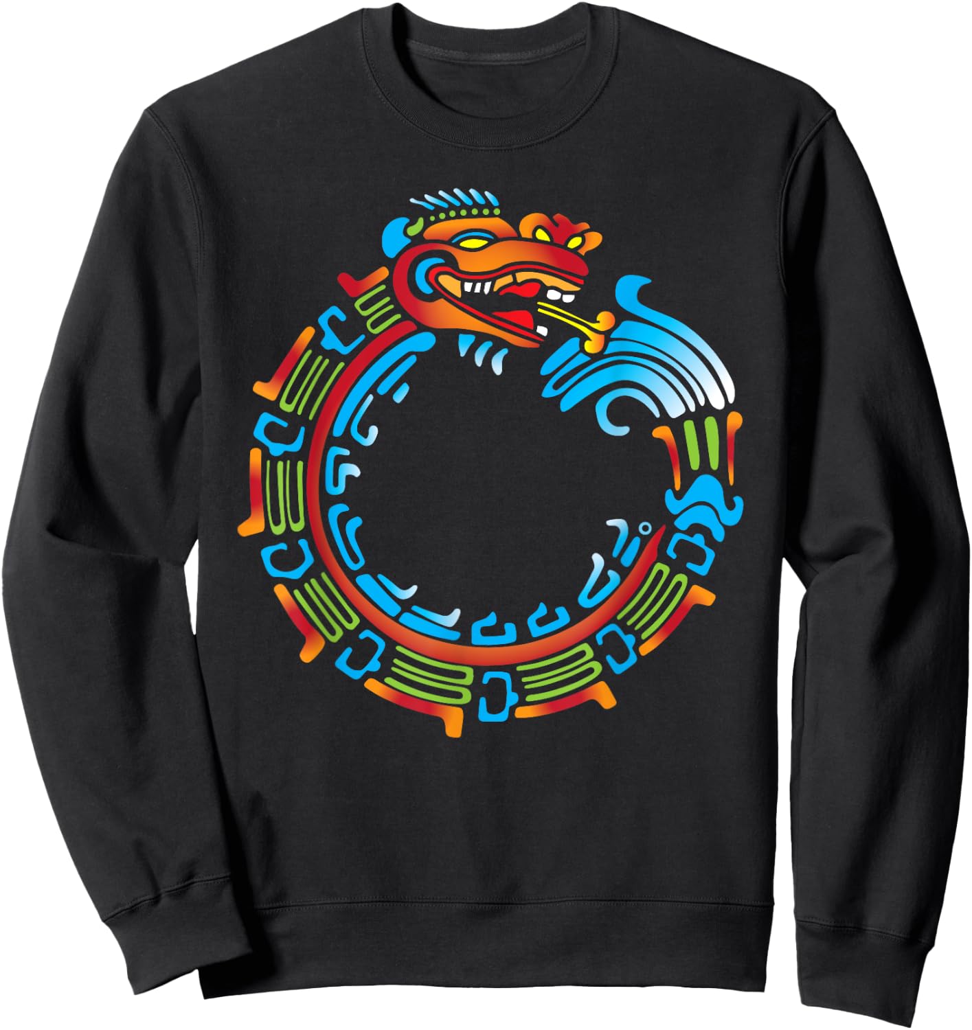 Ouroboros Quetzalcoatl Feathered Serpent Aztec Mayan Sweatshirt - Sweatshirt | Black