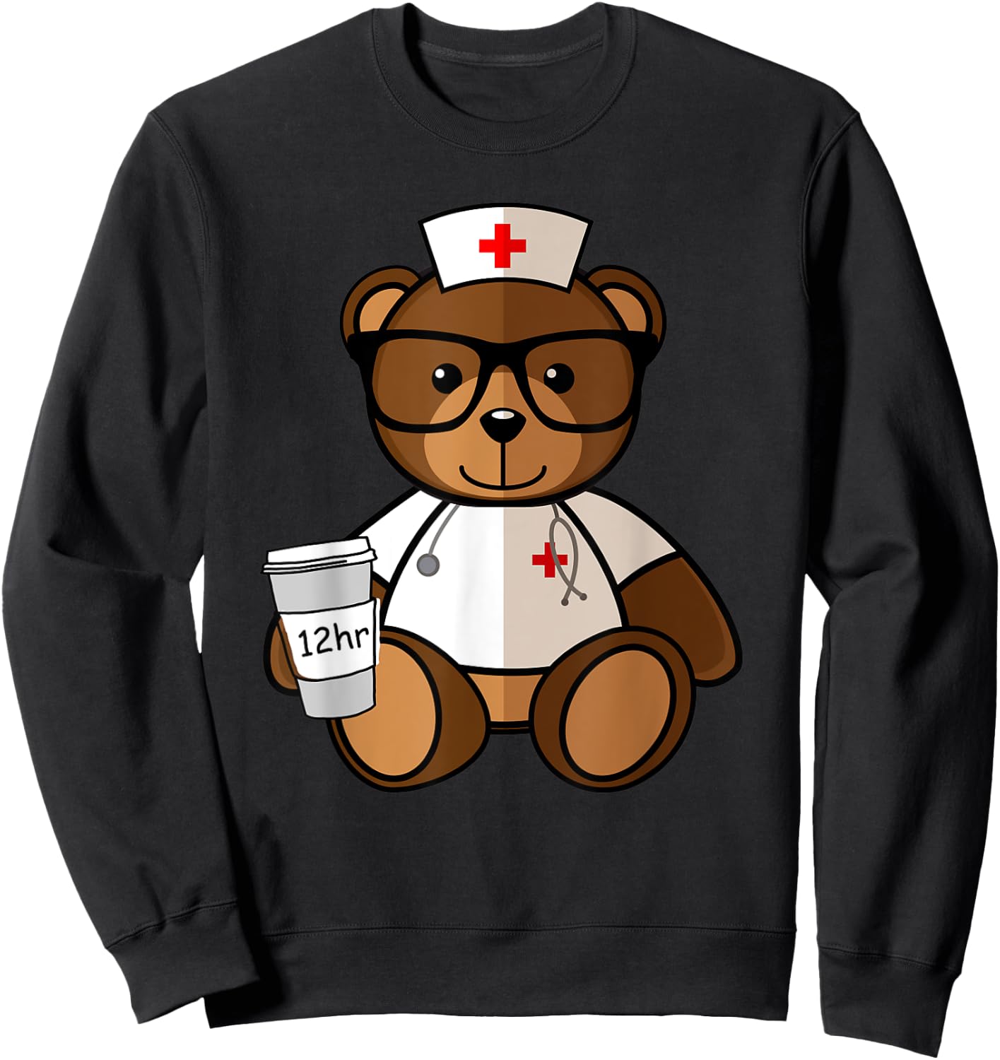 Teddy Bear Nurse Nursing for Valentine Day Gifts Sweatshirt - Sweatshirt | Black