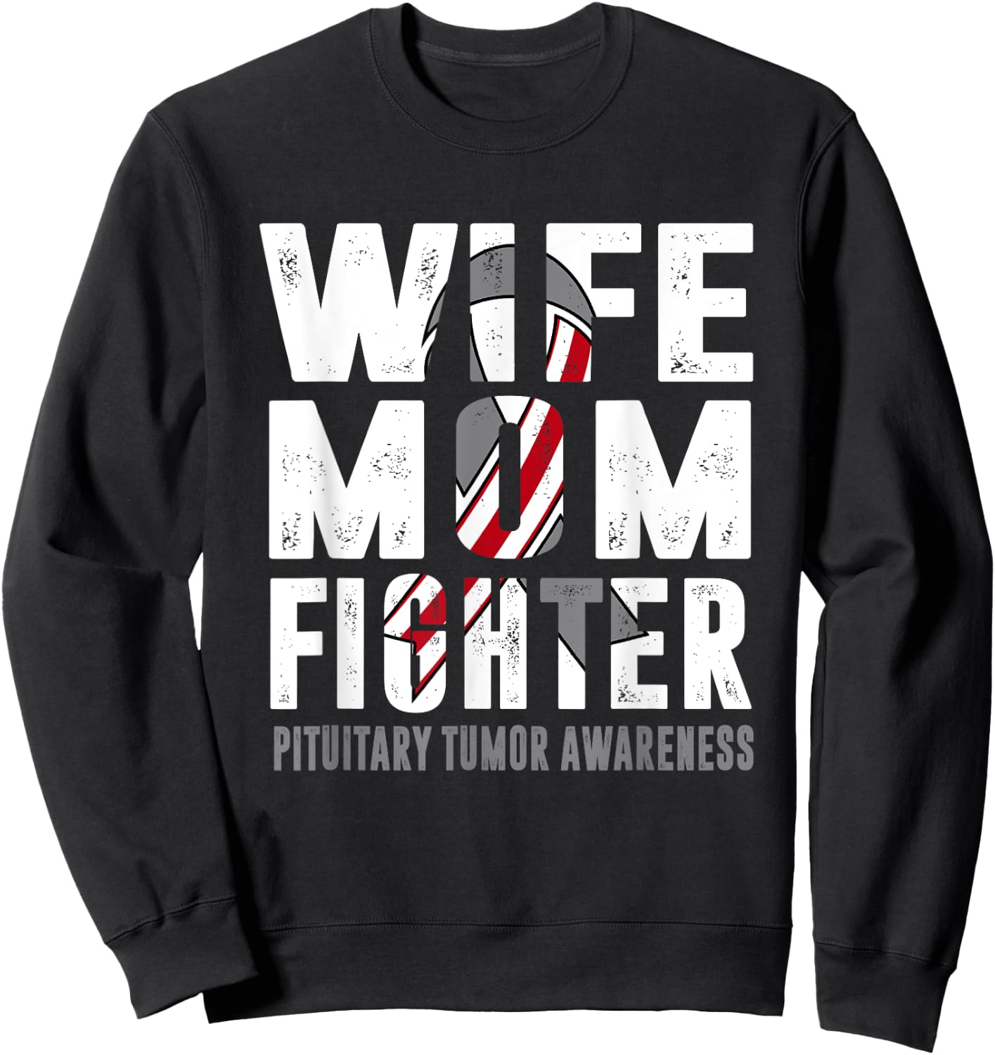 Wife Mom Fighter Pituitary Tumor Awareness Sweatshirt - Sweatshirt | Black