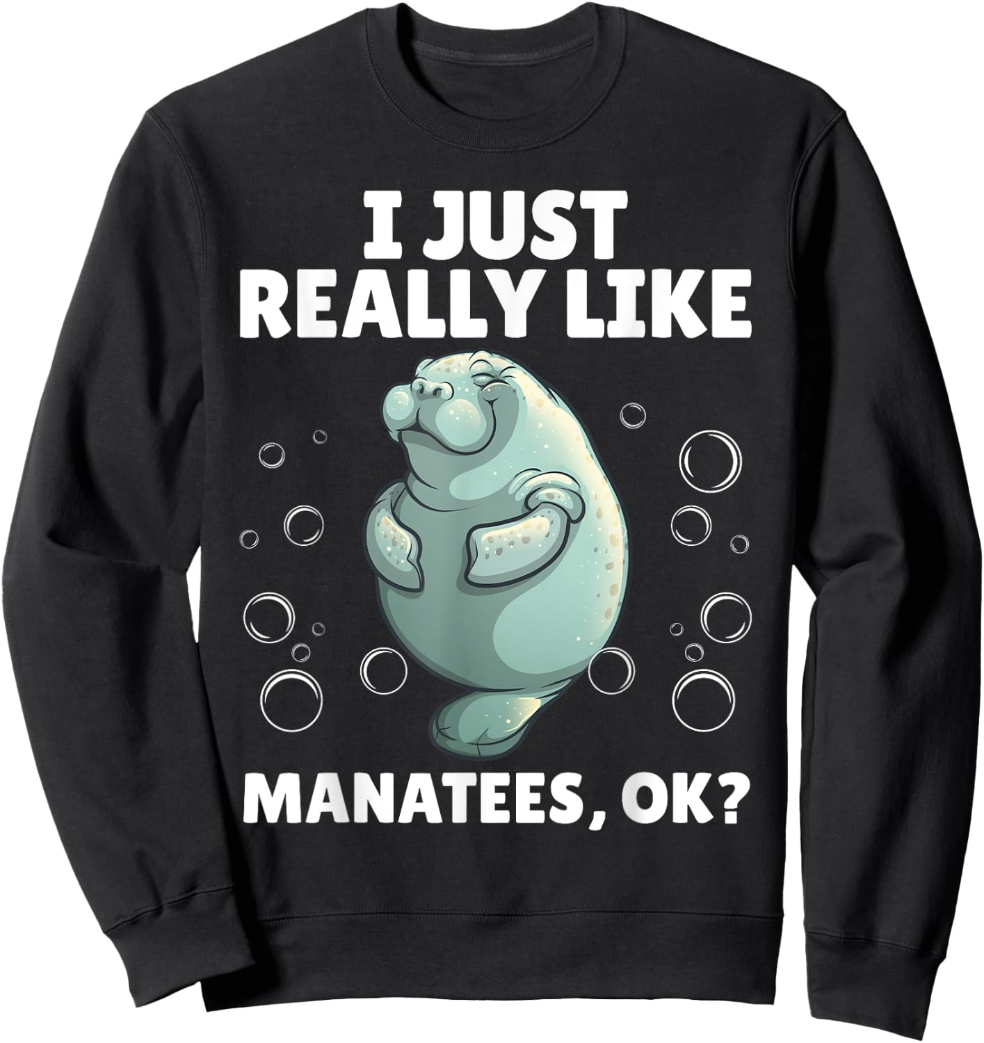 Funny Manatee Art Women Kids Sea Cow Manatee Lover Sweatshirt - Sweatshirt | Black