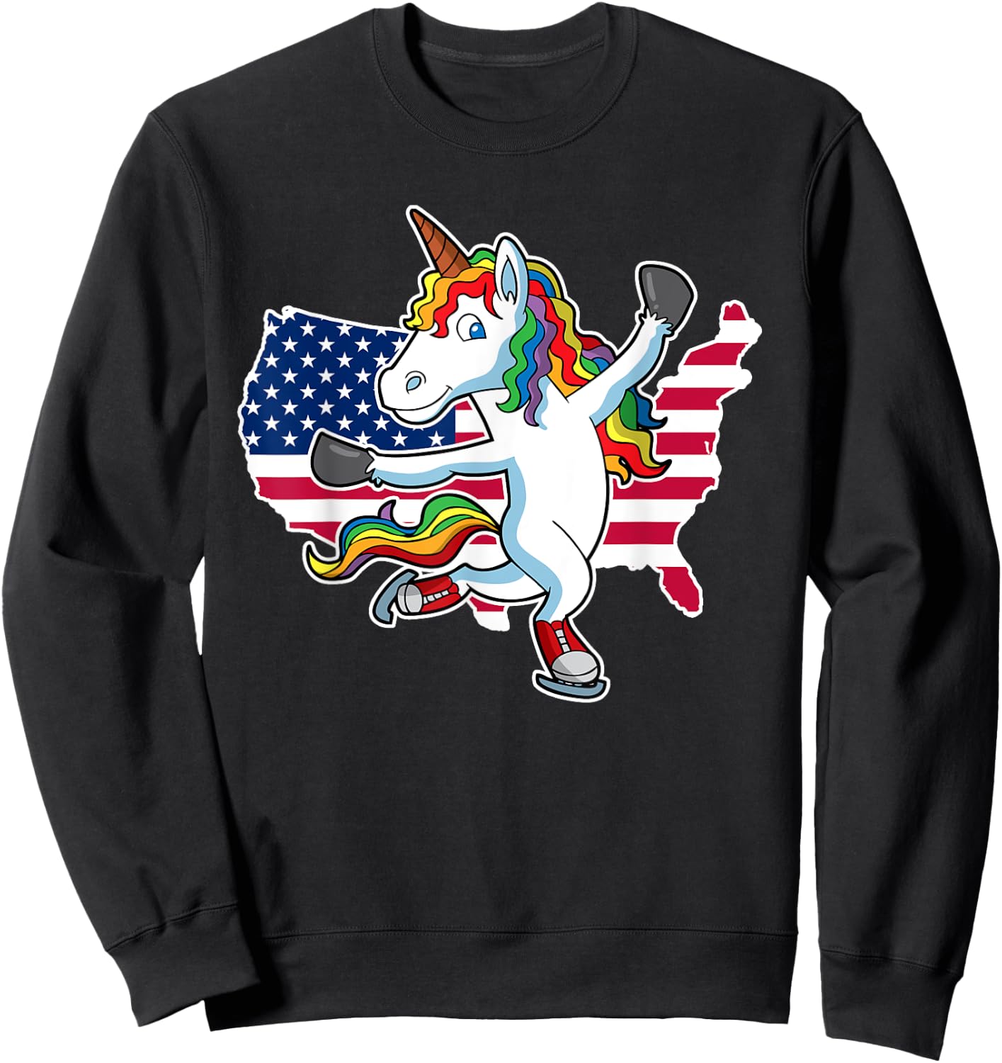 Unicorn Figure Skating USA Shirt Sweatshirt - Sweatshirt | Black
