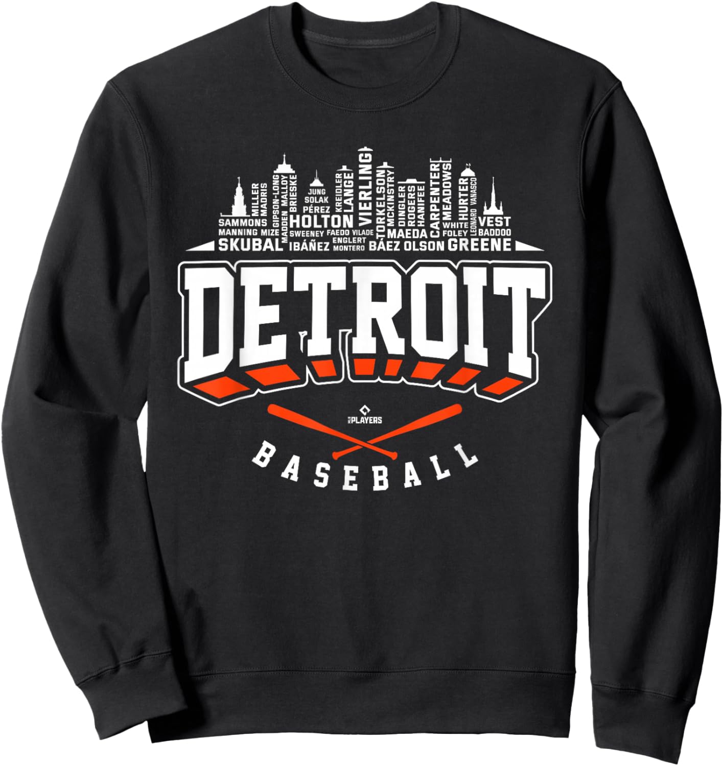 2024 Skyline Word Art Tarik Skubal Detroit Baseball MLBPA Sweatshirt - Sweatshirt | Black