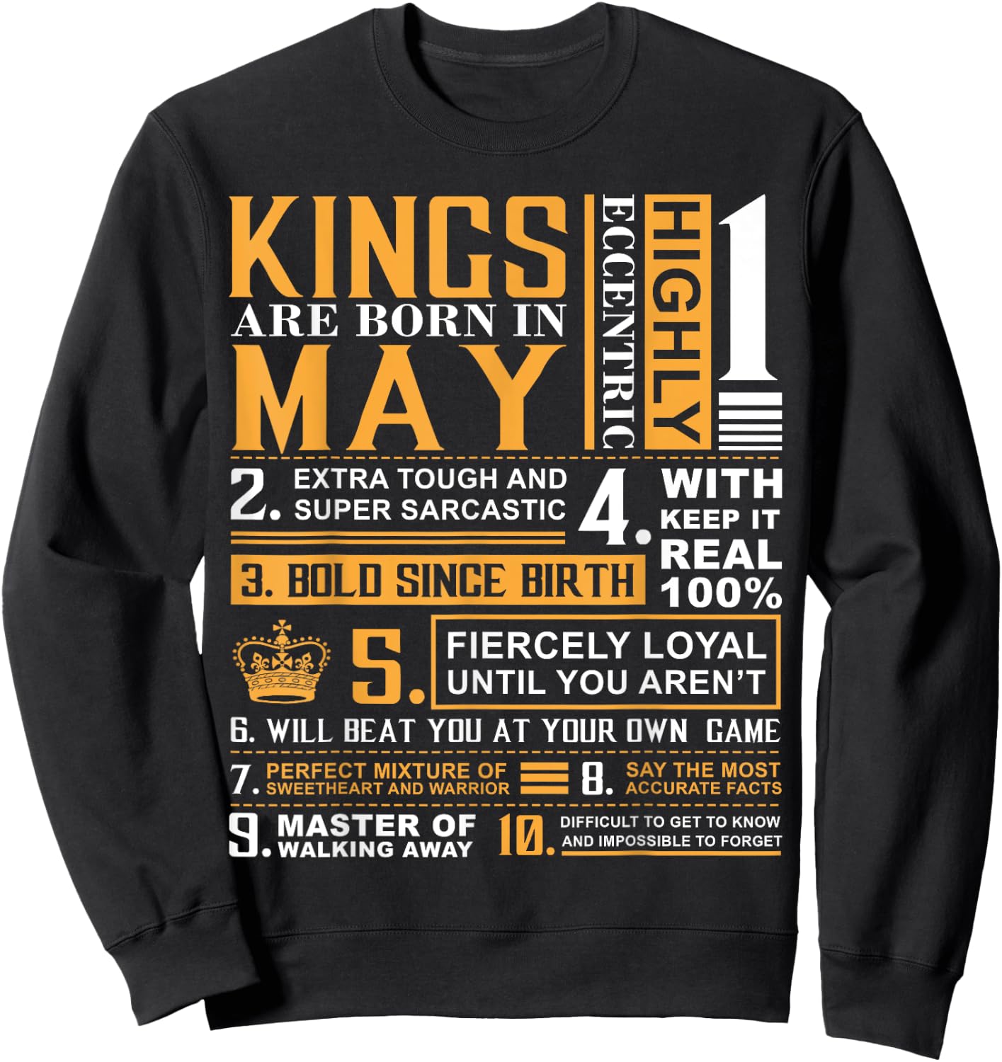 May Birthday Gifts - Kings are Born In May Sweatshirt - Sweatshirt | Black
