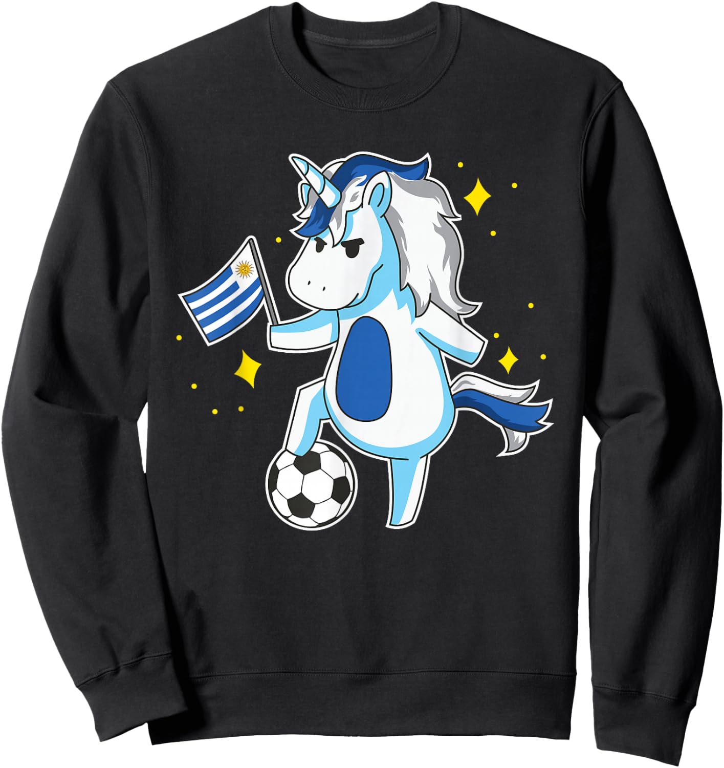 Soccer Unicorn Uruguay Jersey Design Uruguayan Football Gift Sweatshirt - Sweatshirt | Black