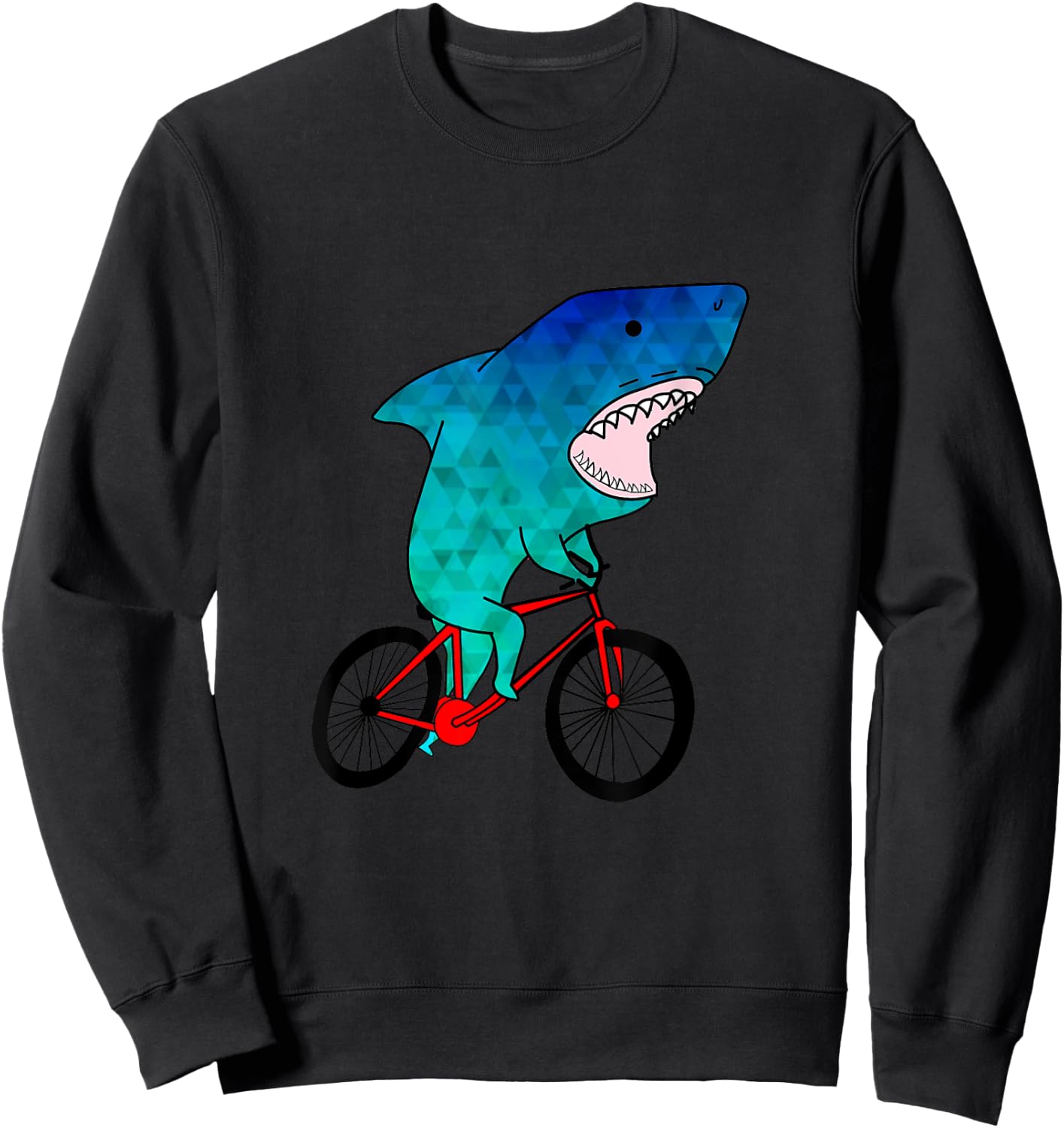 Cute Shark - On A Bicycle - Ocean Animals Sweatshirt - Sweatshirt | Black