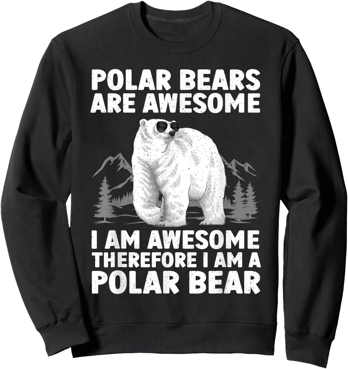 Polar Bear Art Women Kids Arctic Polar Bear Lover Sweatshirt - Sweatshirt | Black