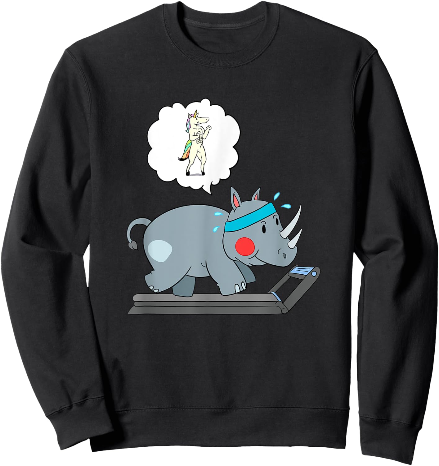 Rhino and Unicorn Cardio - Funny Running Sweatshirt - Sweatshirt | Black