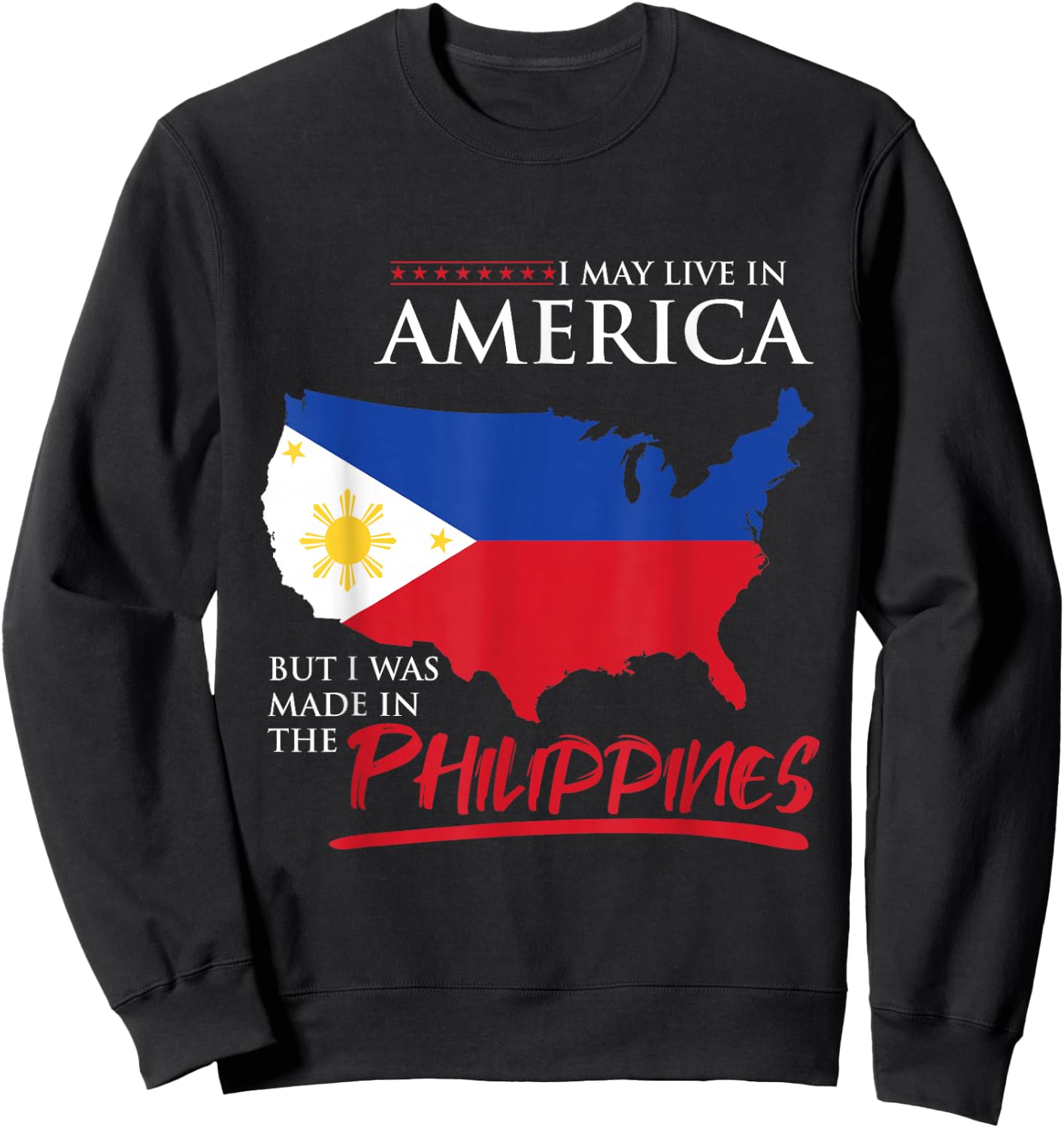 USA Flag Islands of Felipe Philippines Maharlika Filipino Sweatshirt - Sweatshirt | Black