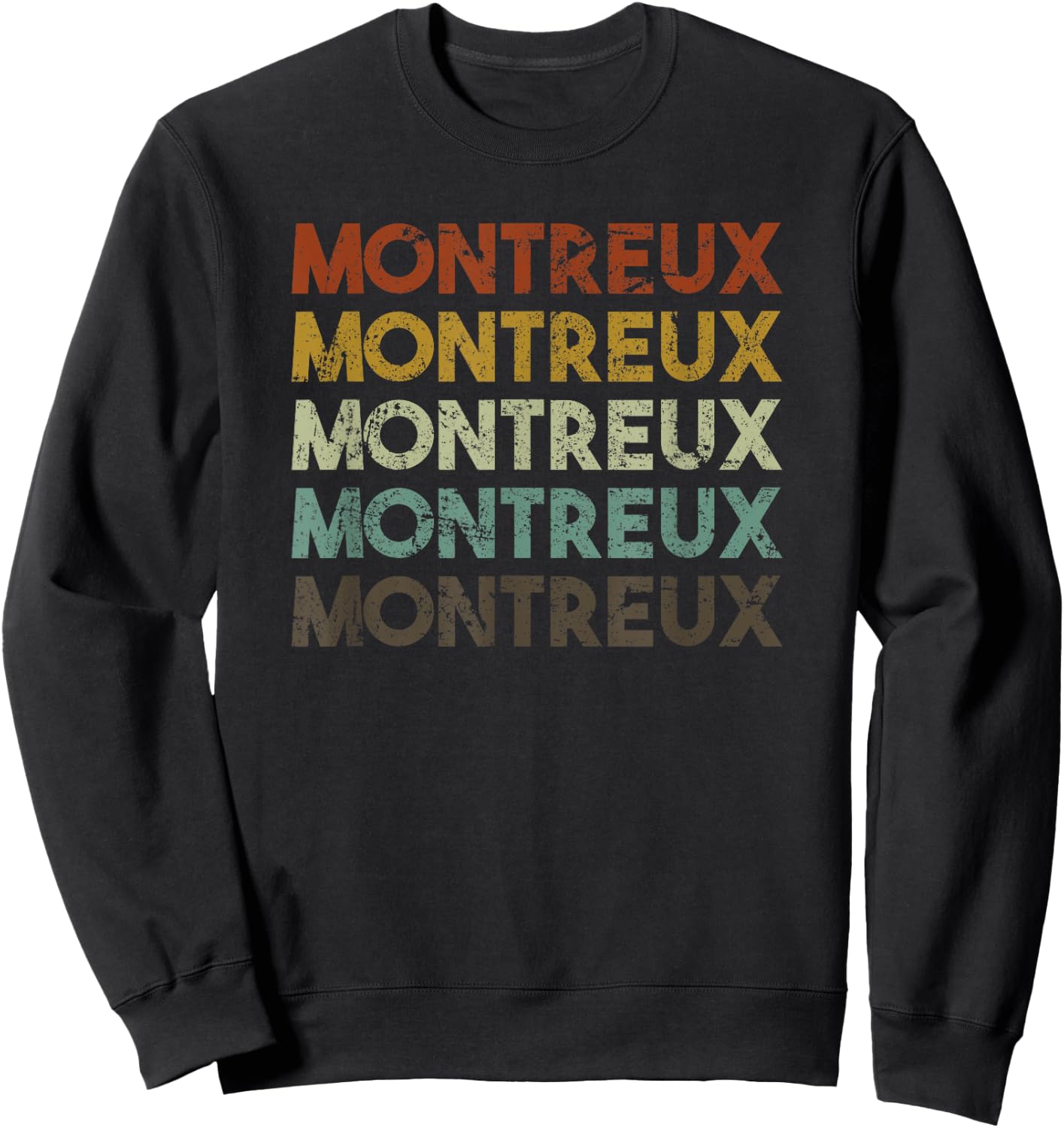 Montreux Switzerland Retro 80s Vintage Sweatshirt - Sweatshirt | Black