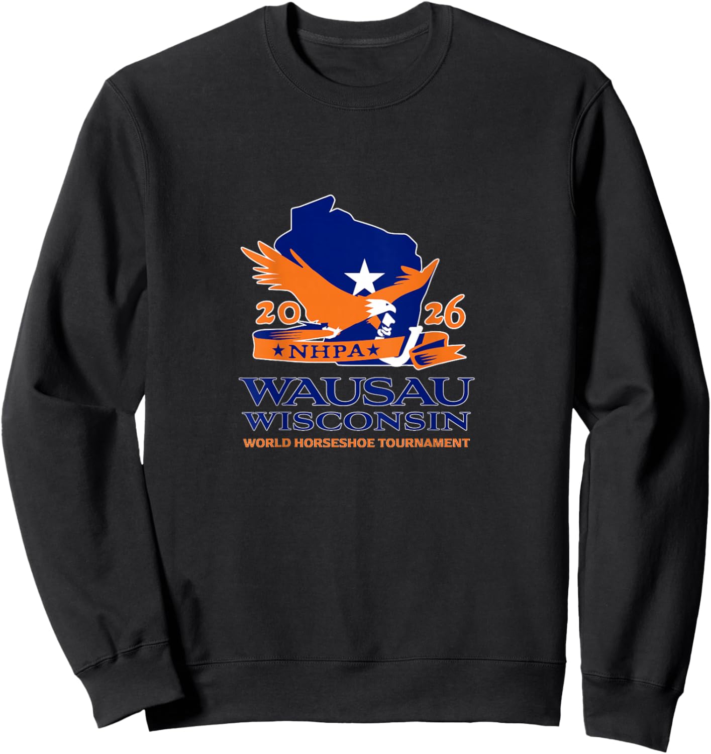Horseshoe Pitchers NHPA 2026 World Tournament Logo on Back Sweatshirt - Sweatshirt | Black