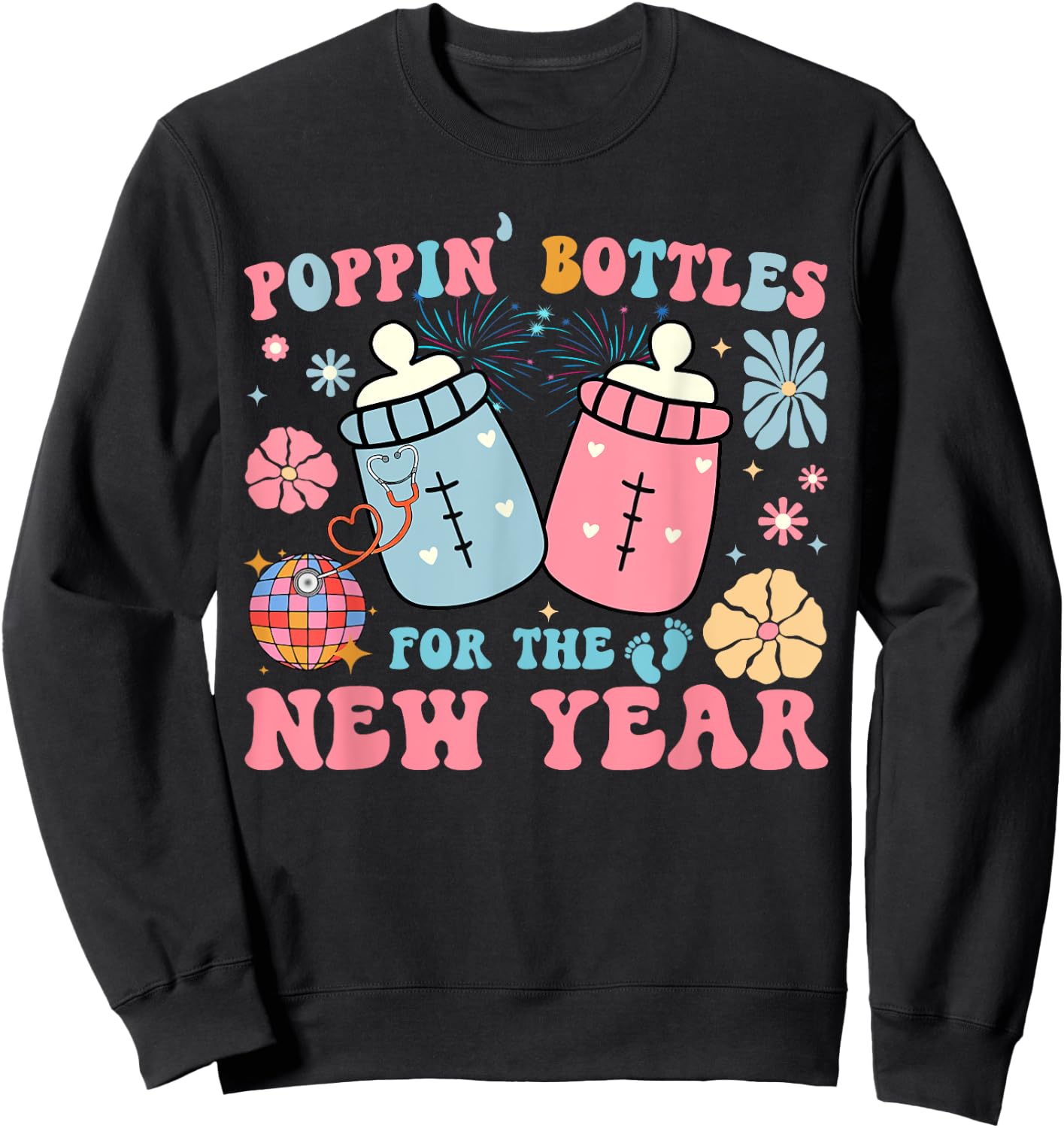 Poppin' Bottles For The New Year Sweatshirt - Sweatshirt | Black