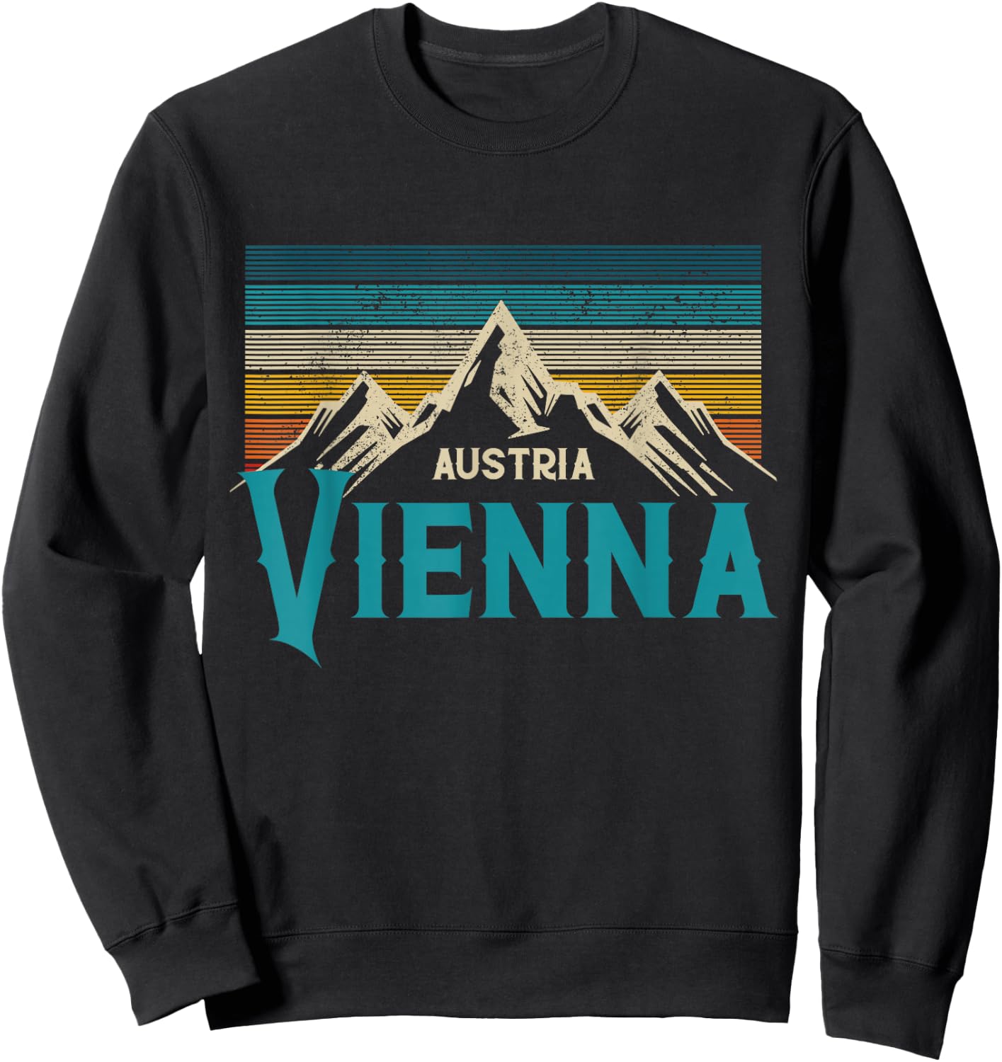 Vienna Austria Vienna Vintage Mountains Alps Ski Souvenir Sweatshirt - Sweatshirt | Black