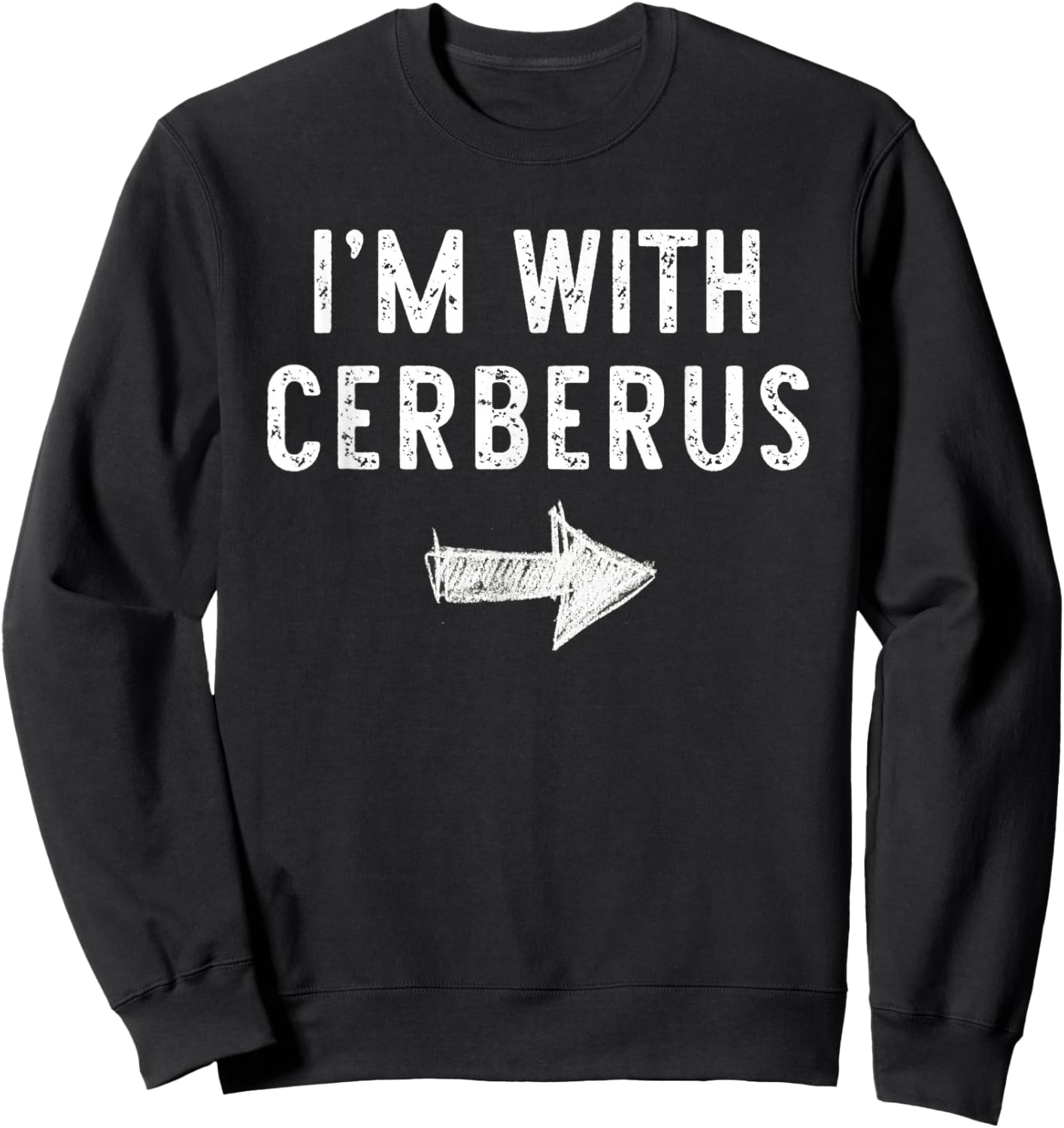 I’m with Cerberus Funny Halloween Couple Costume Sweatshirt - Sweatshirt | Black