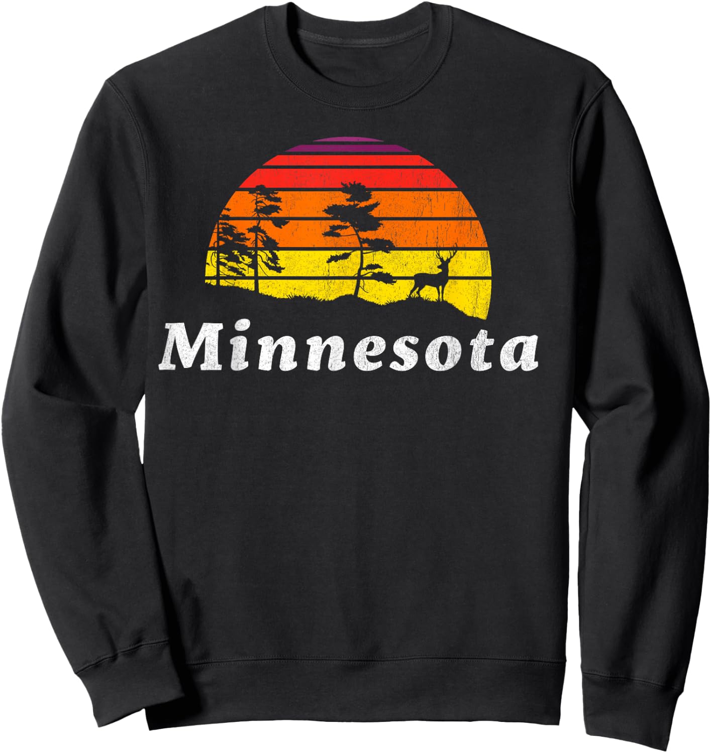 Vintage Minnesota Outdoors Retro 70s Nature Sweatshirt - Sweatshirt | Black