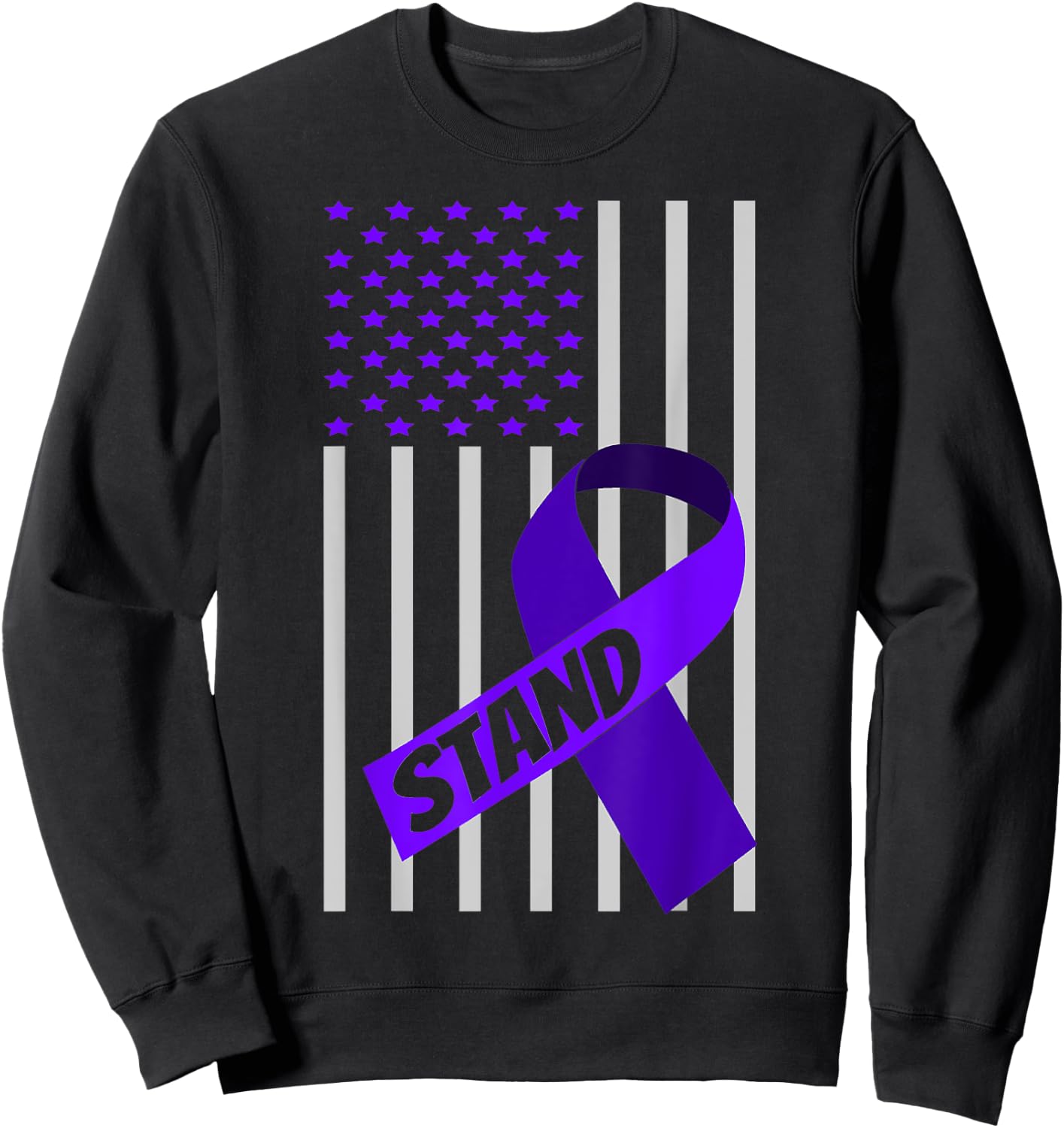 USA Flag Purple Ribbon Products Opioid Overdose Awareness Men Sweatshirt - Sweatshirt | Black