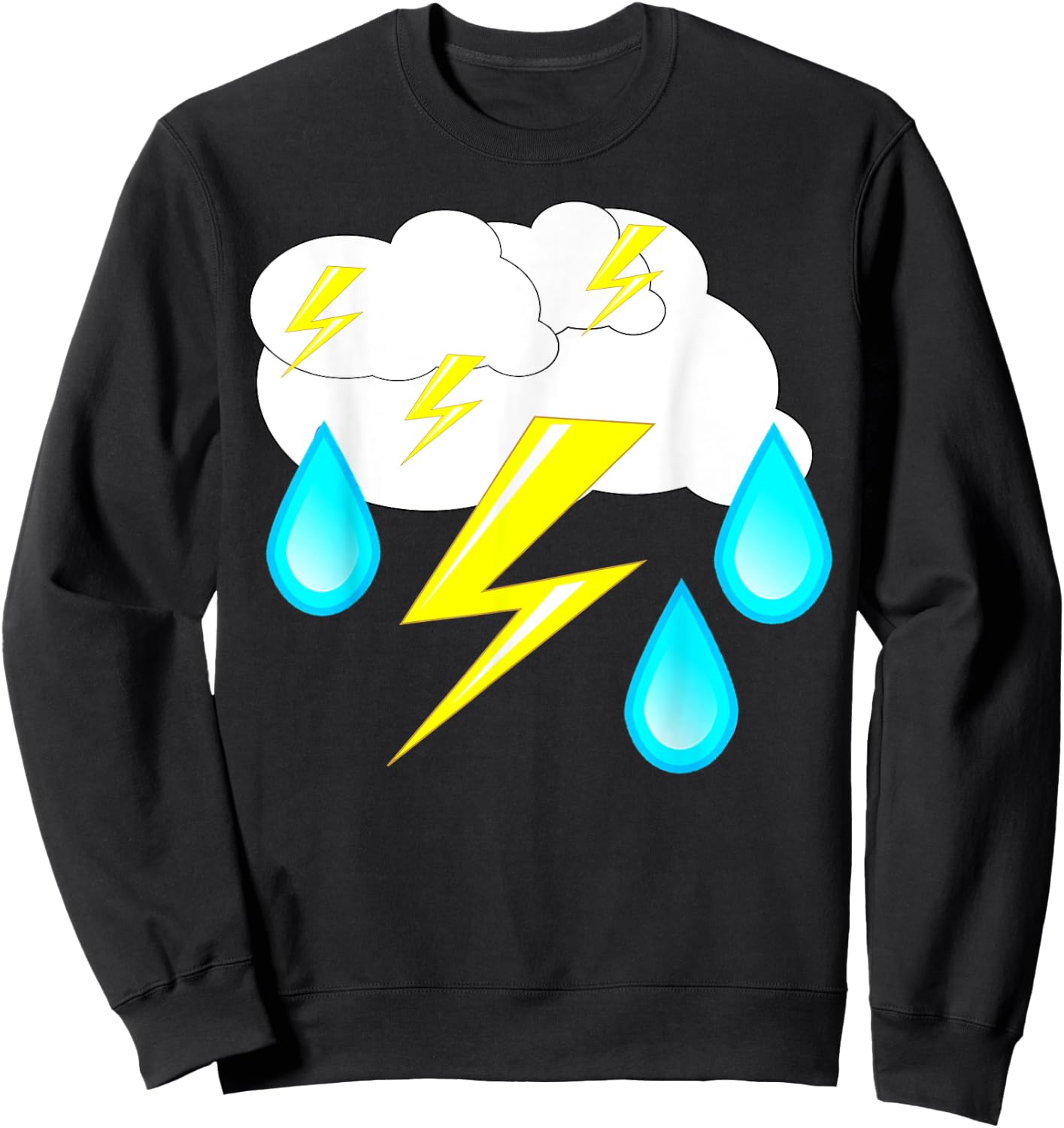 Lightning Bolts Rain Drops Thunder Storm Cloud Costume Shirt Sweatshirt - Sweatshirt | Black