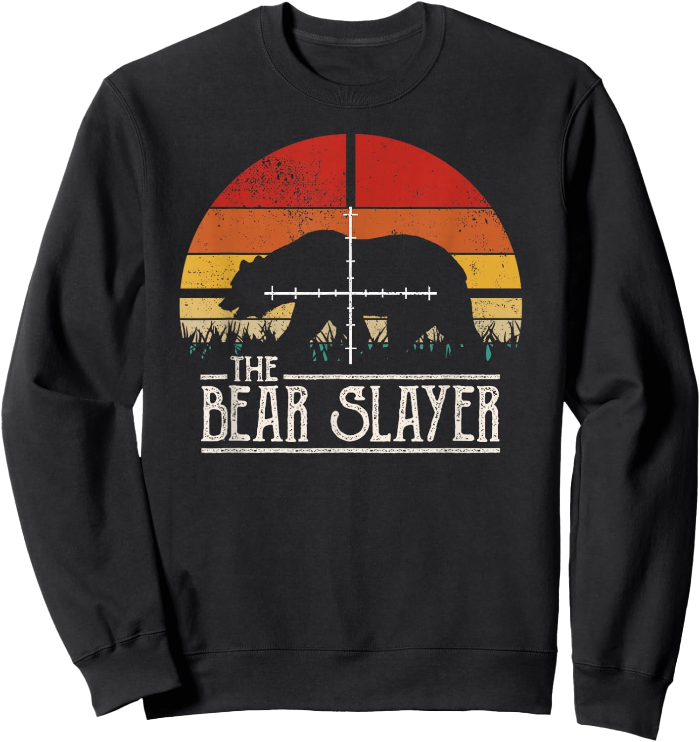 Vintage Sunset Retro Style Bear Hunting Bear Slayer Sweatshirt - Sweatshirt | Black