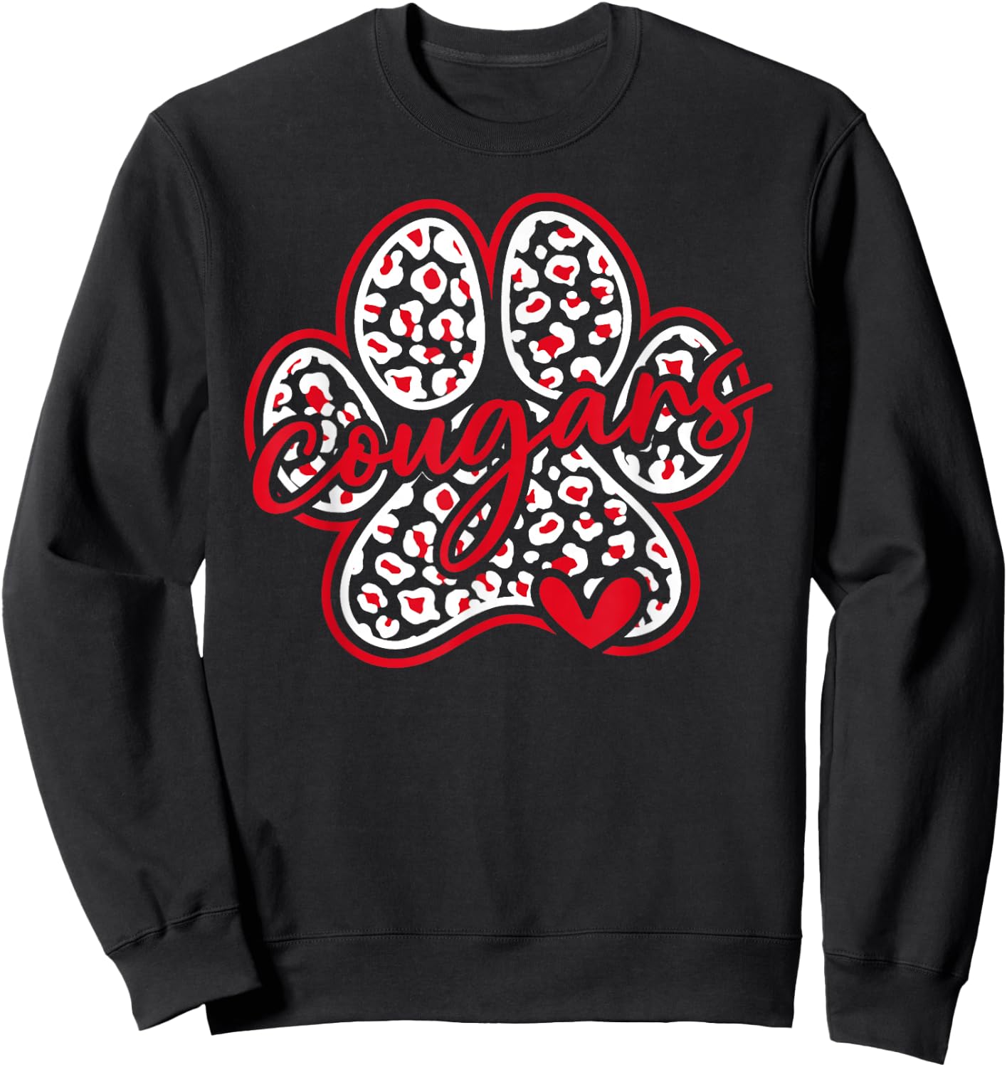 Vintage Cougars School Sports Team Spirit Back To School Sweatshirt - Sweatshirt | Black