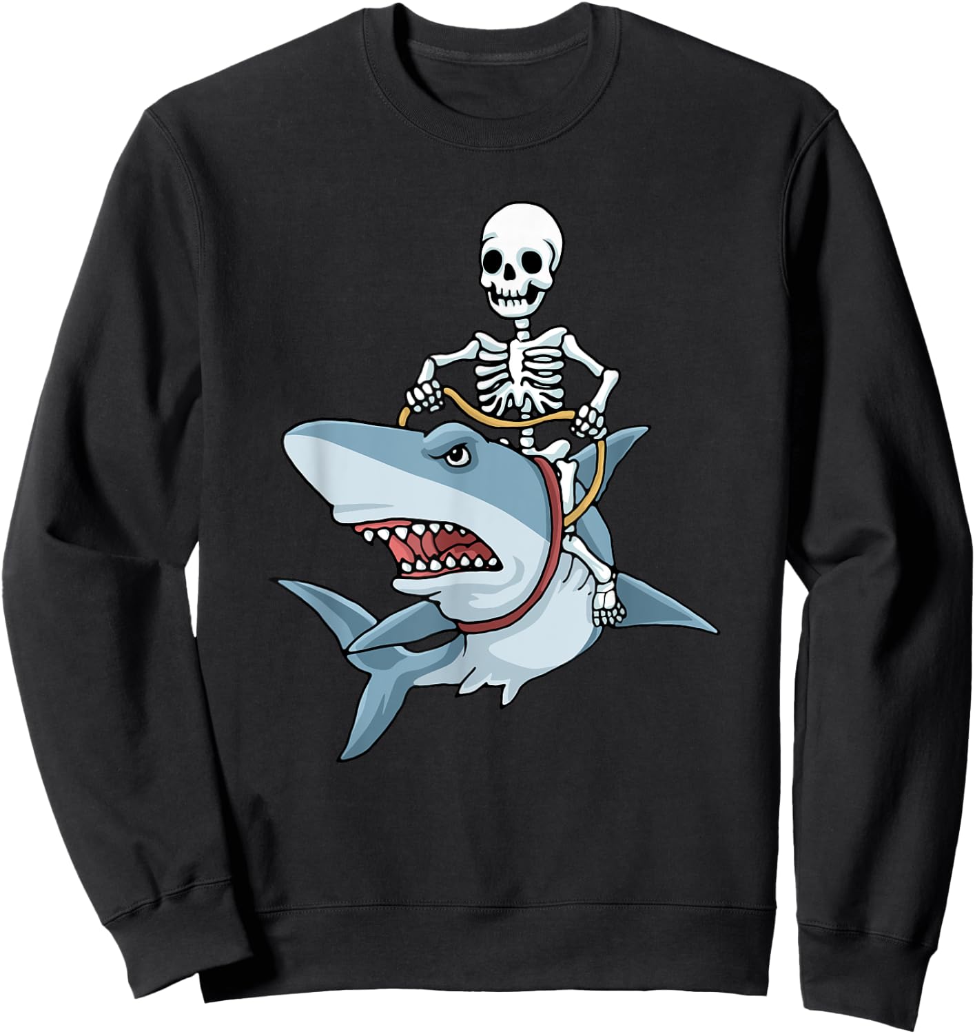 Halloween shark skeleton funny Halloween Sweatshirt - Sweatshirt | Black