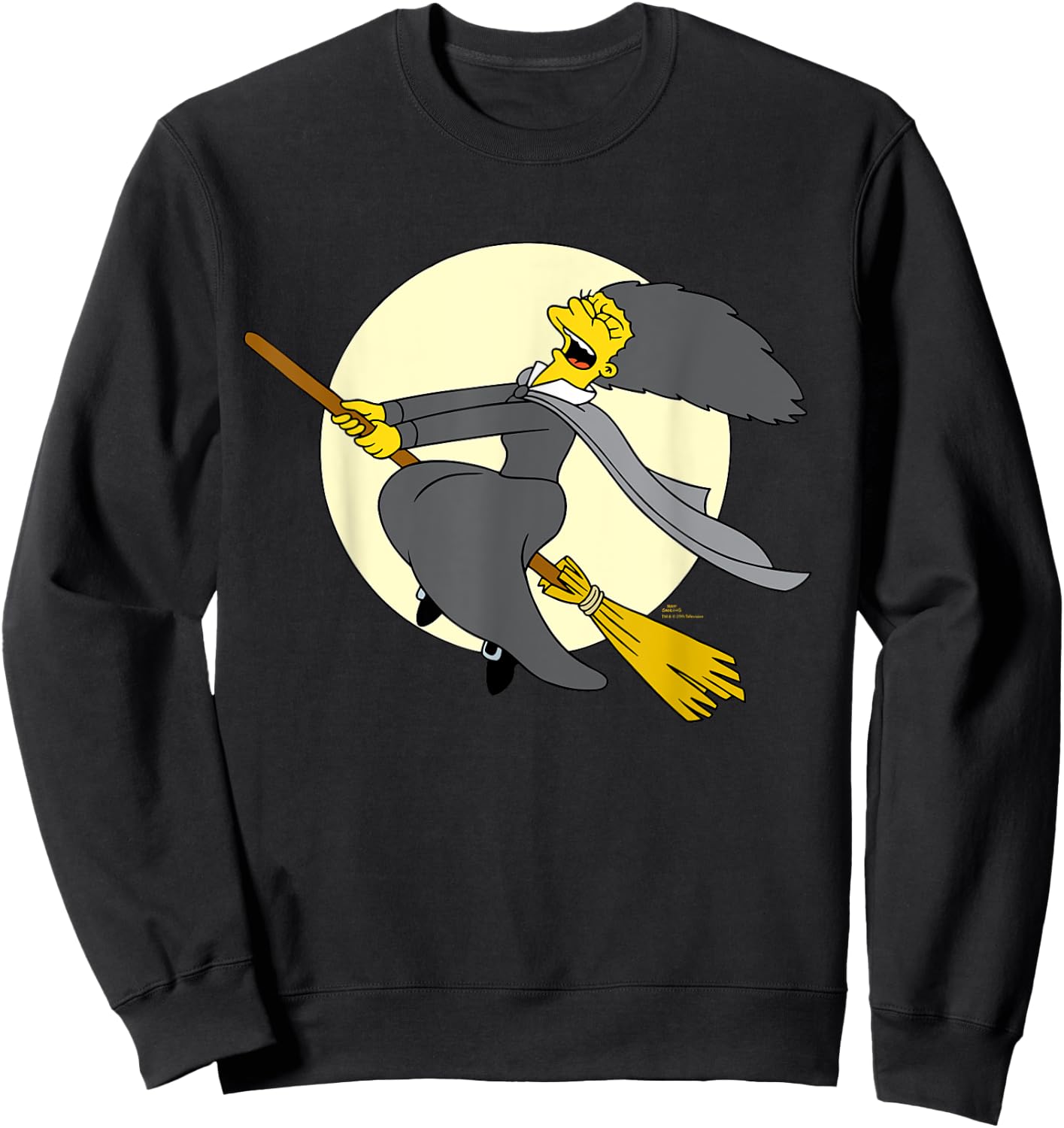 The Simpsons Halloween Witch Costume Marge on Flying Broom Sweatshirt - Sweatshirt | Black