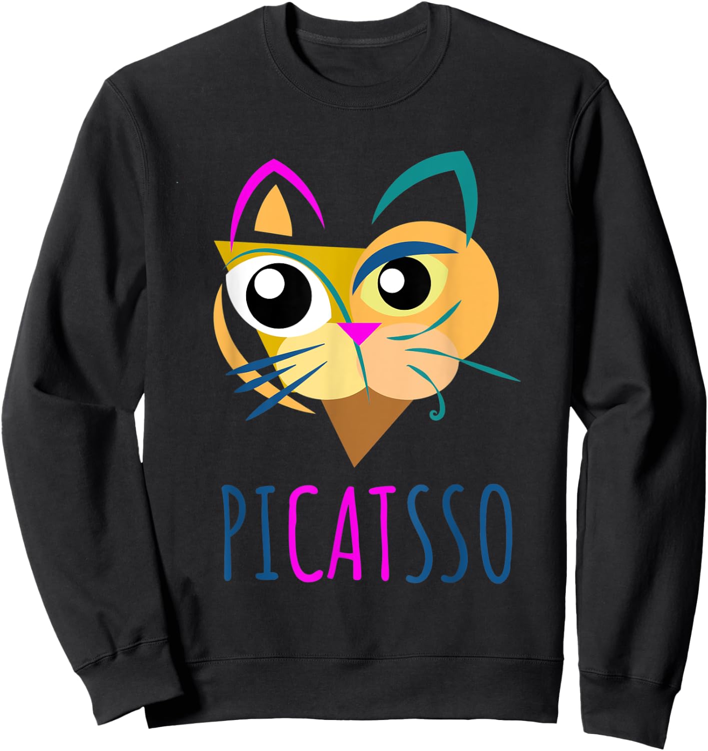 Funny Abstract Cat Art Picatsso Shirt For Art Teachers Men Women Kids Sweatshirt - Sweatshirt | Black