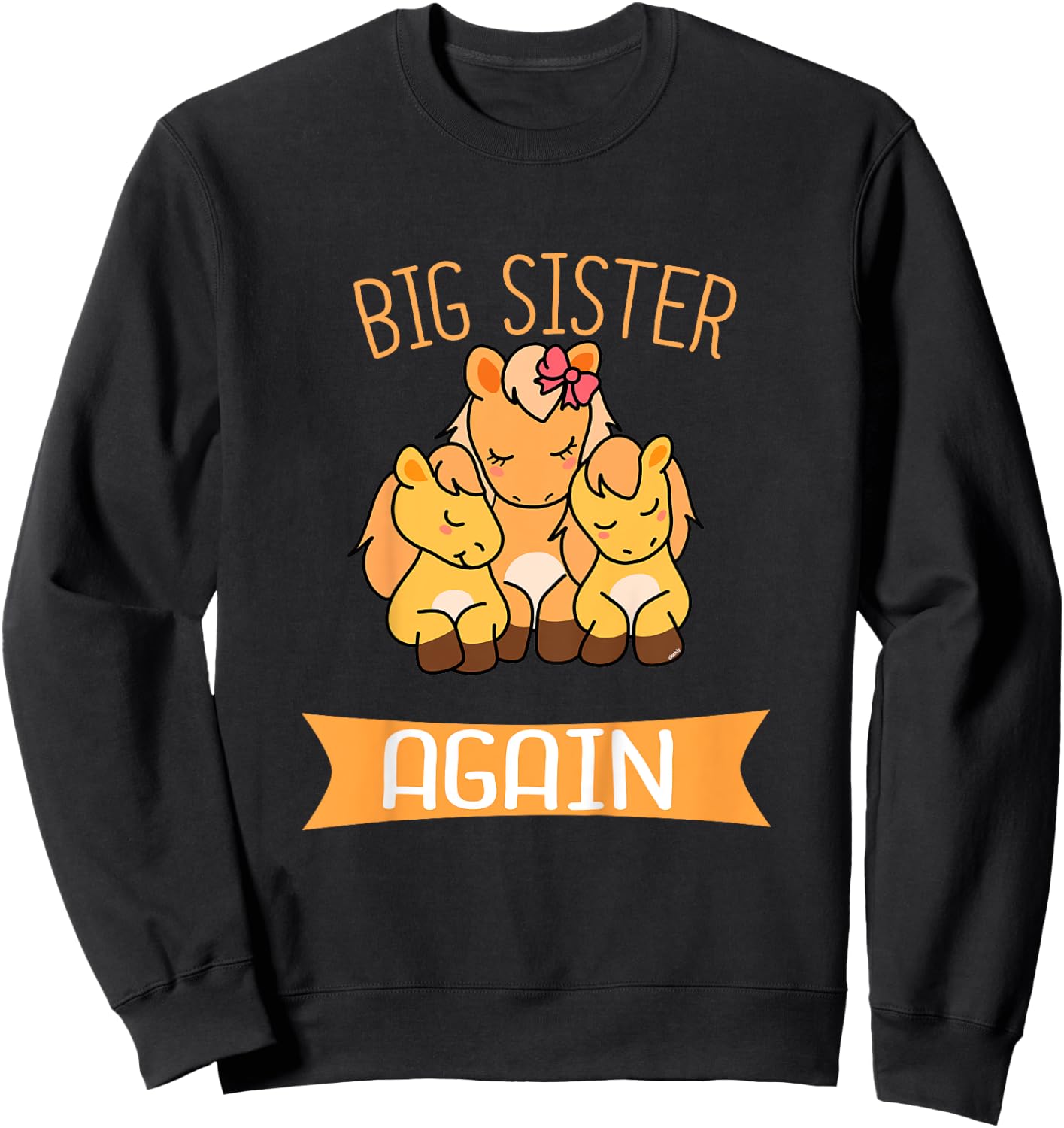 Big Sister Again Cute Horse Siblings Sweatshirt - Sweatshirt | Black
