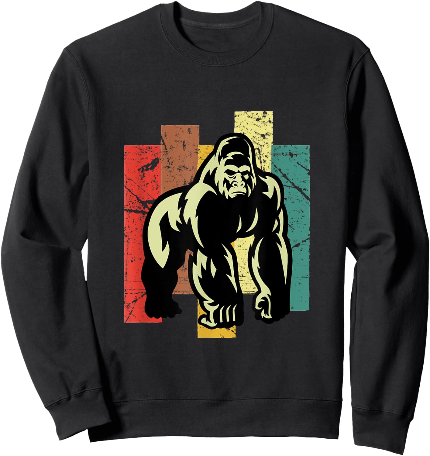 Gorilla Shirt Retro 70s Vintage Animal Lover Art Sweatshirt - Sweatshirt | Black