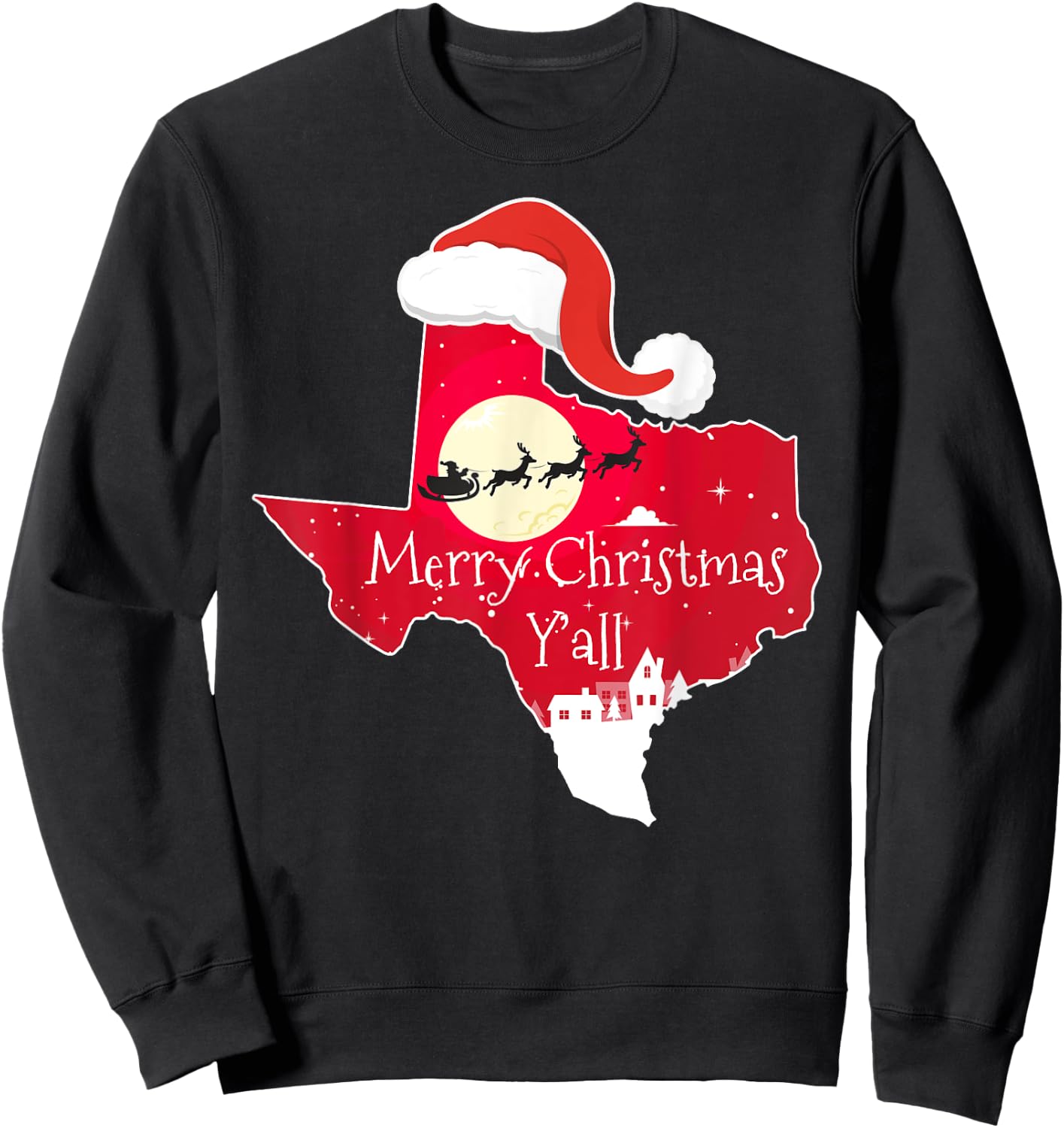 Texas Christmas Merry Christmas Y'all TX Santa Shirt Sweatshirt - Sweatshirt | Black