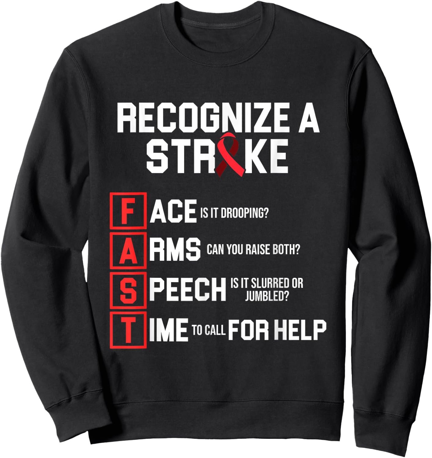 Stroke Awareness Survivor Fast Strong Warrior Sweatshirt - Sweatshirt | Black
