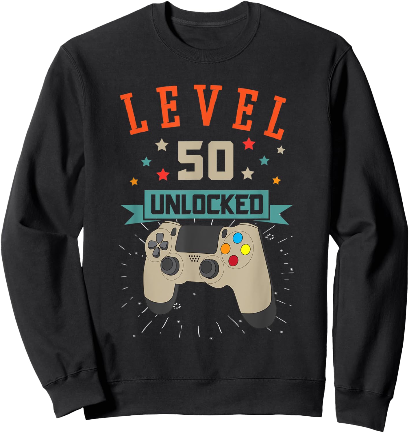 Level 50 Unlocked Gamer 50th Years Old Birthday Sweatshirt - Sweatshirt | Black