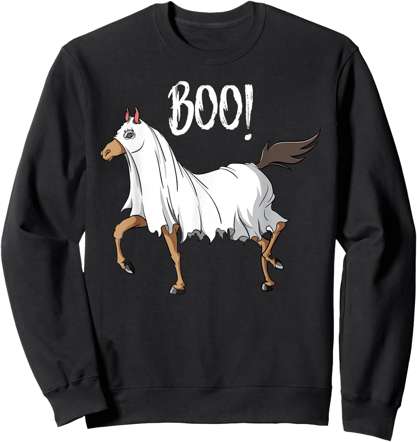 Horse Ghost Costume Funny Equestrian Horse Lover Halloween Sweatshirt - Sweatshirt | Black