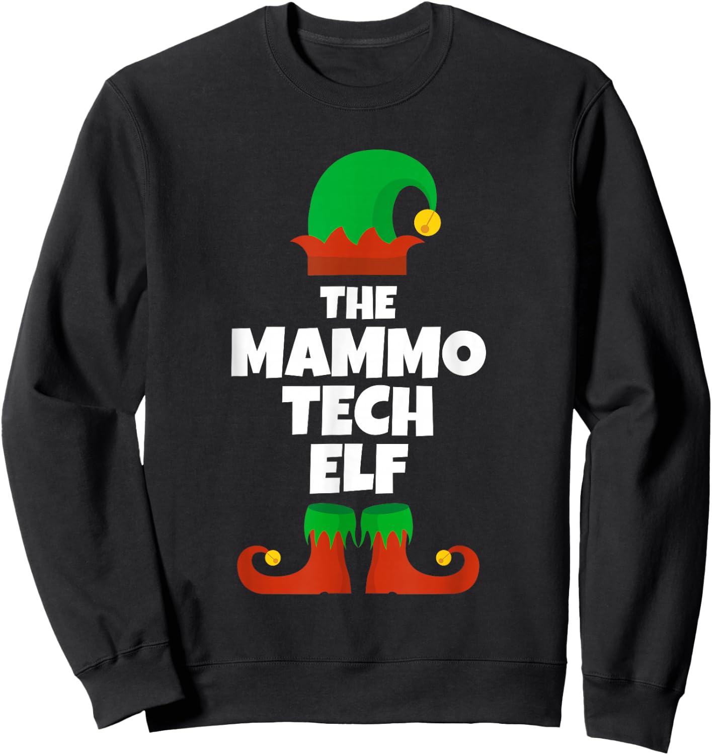 I'm The Mammo Tech Elf Family Pajama Christmas Mammography Sweatshirt - Sweatshirt | Black