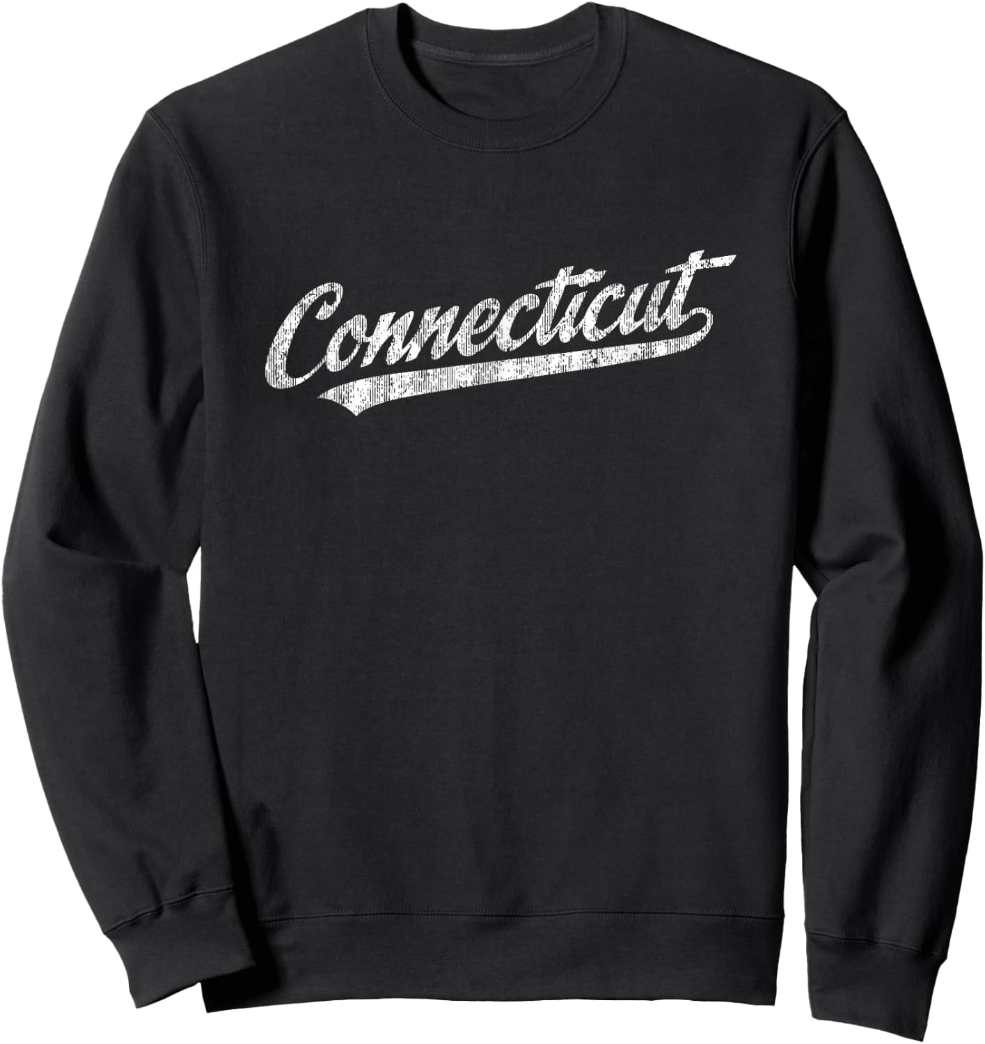 Connecticut CT Vintage Sports Script Retro Sweatshirt - Sweatshirt | Black