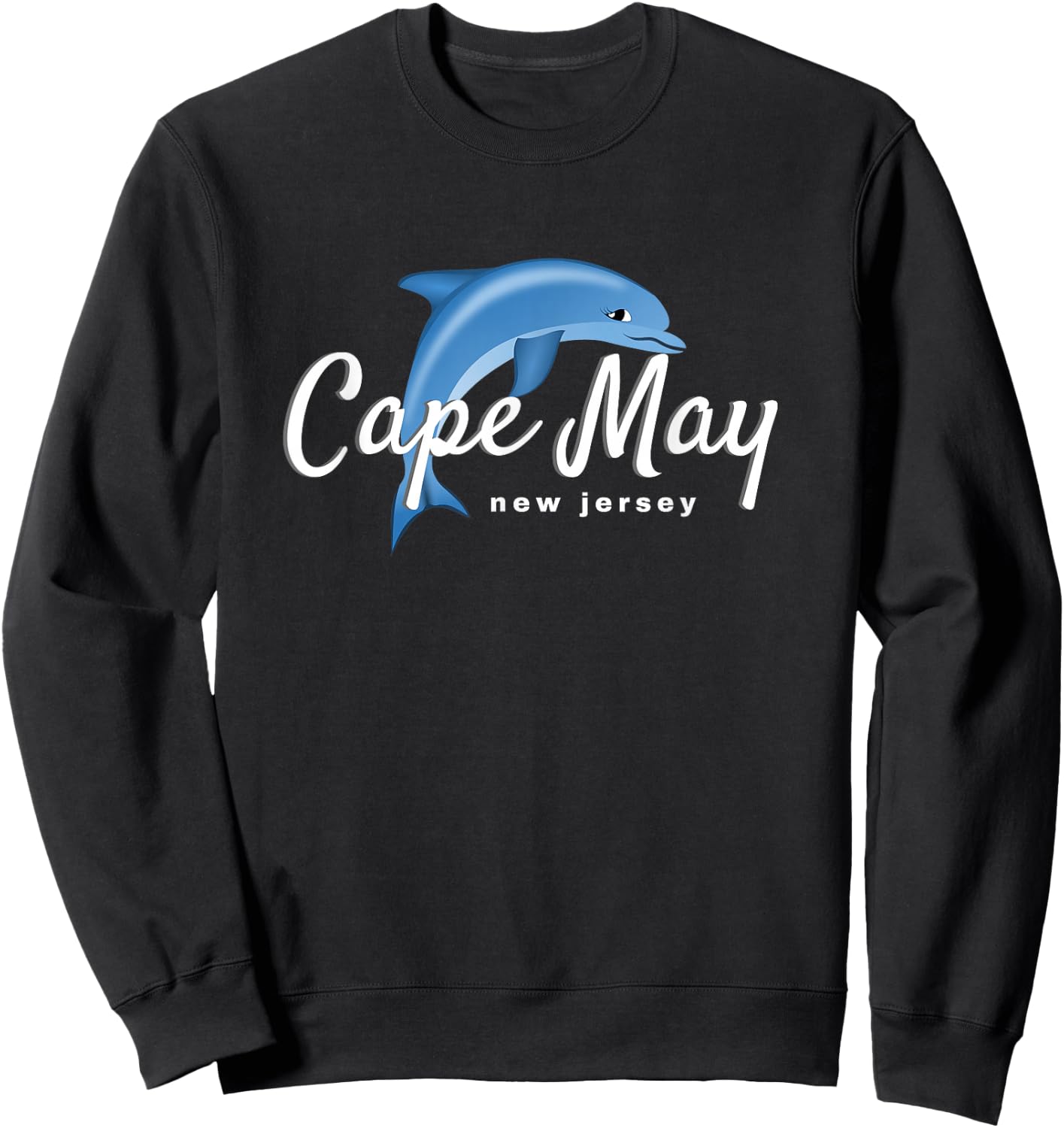 Cape May NJ , Cape May Dolphin Beach Shirt Sweatshirt - Sweatshirt | Black