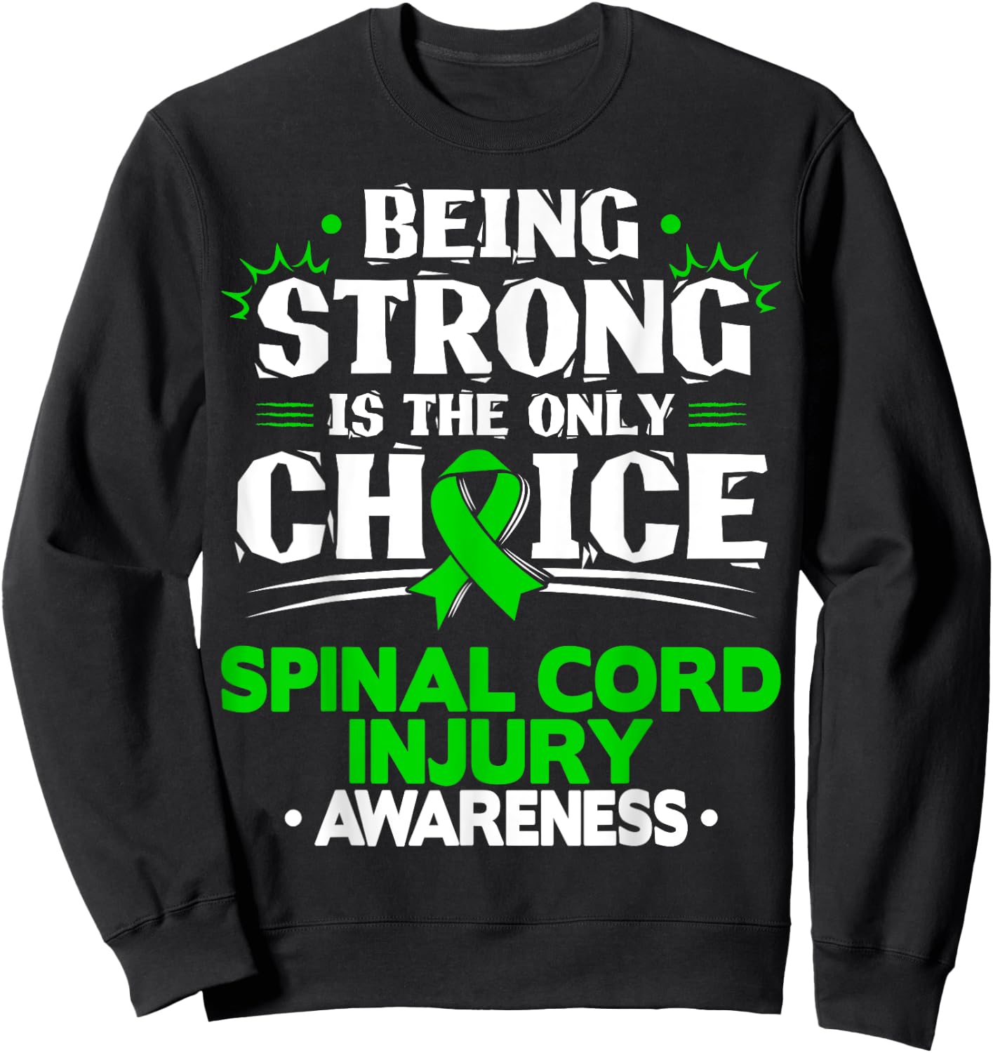 Green Ribbon Spinal Cord Injury Awareness Sweatshirt - Sweatshirt | Black