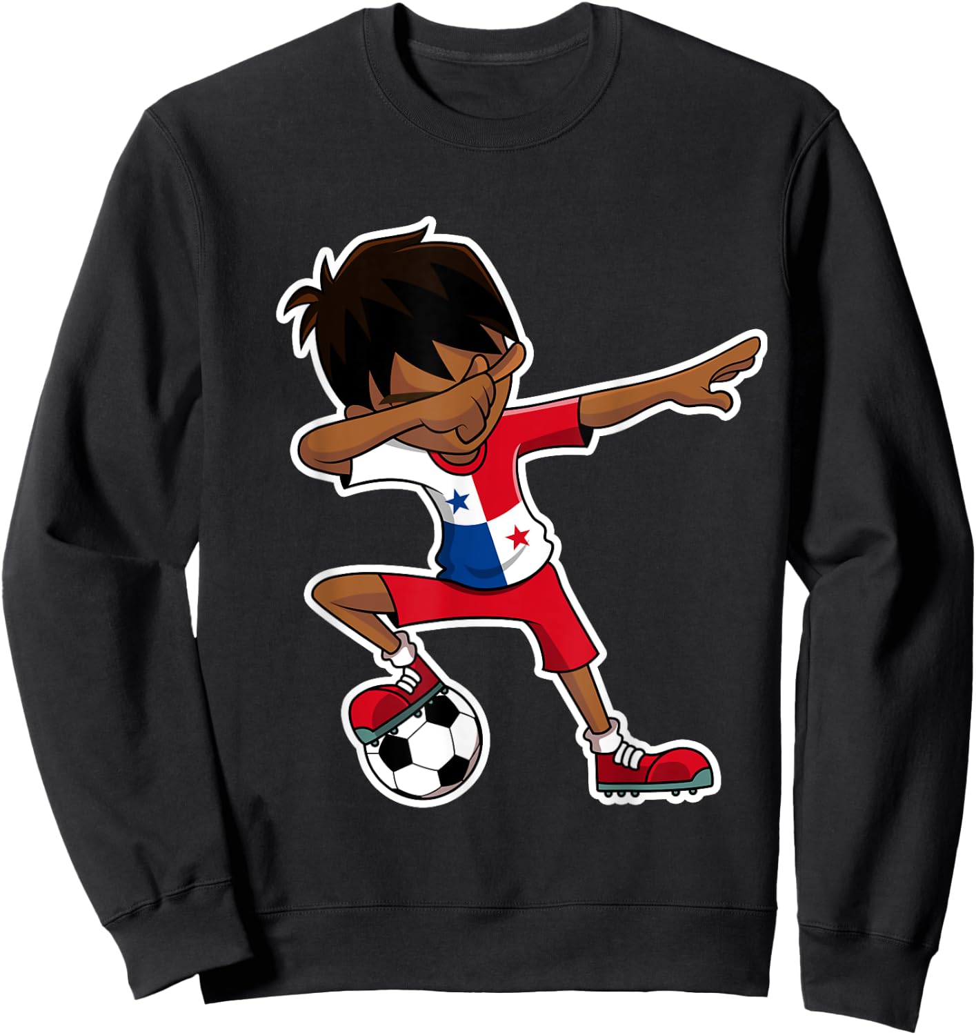 Dabbing Soccer Boy Panama Shirt, Panamanian Flag Jersey Sweatshirt - Sweatshirt | Black