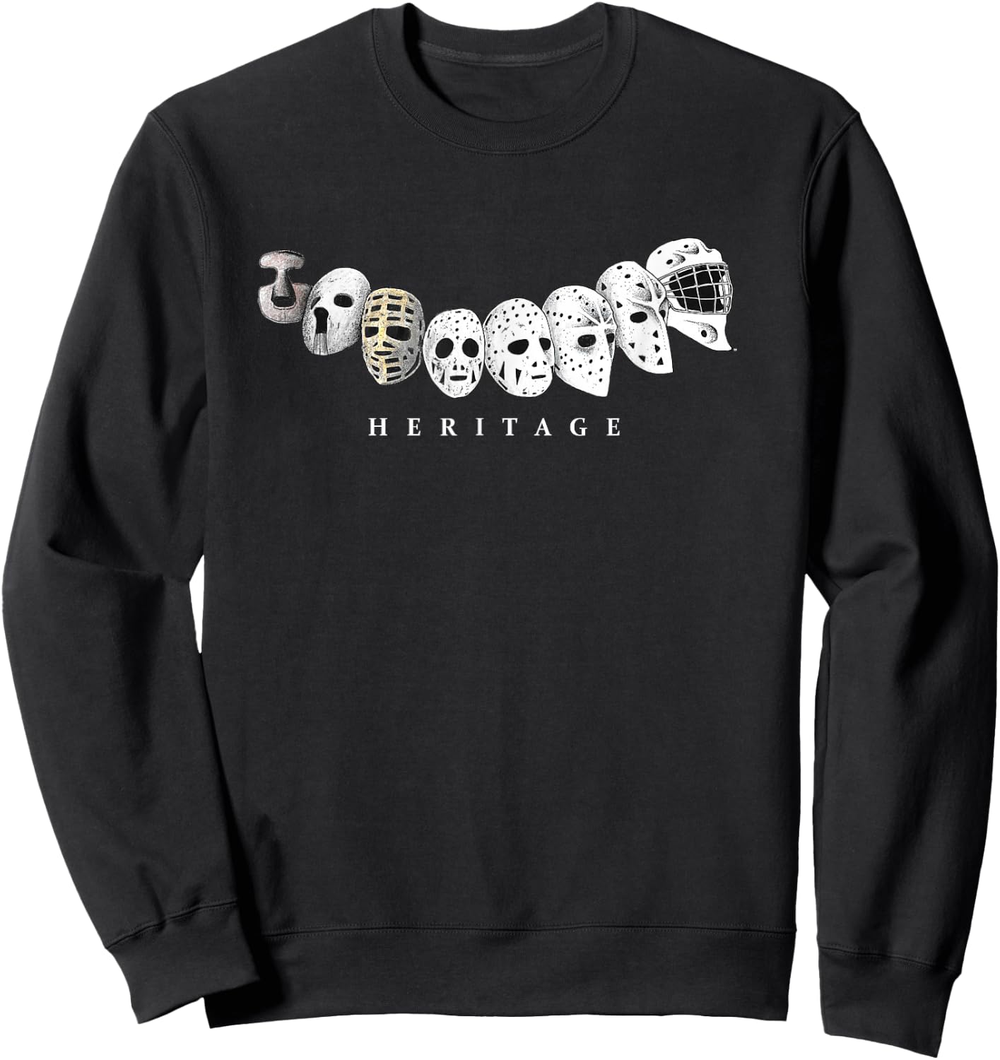 Ice Hockey Goalie Evolution Vintage to Modern Masks Sweatshirt - Sweatshirt | Black