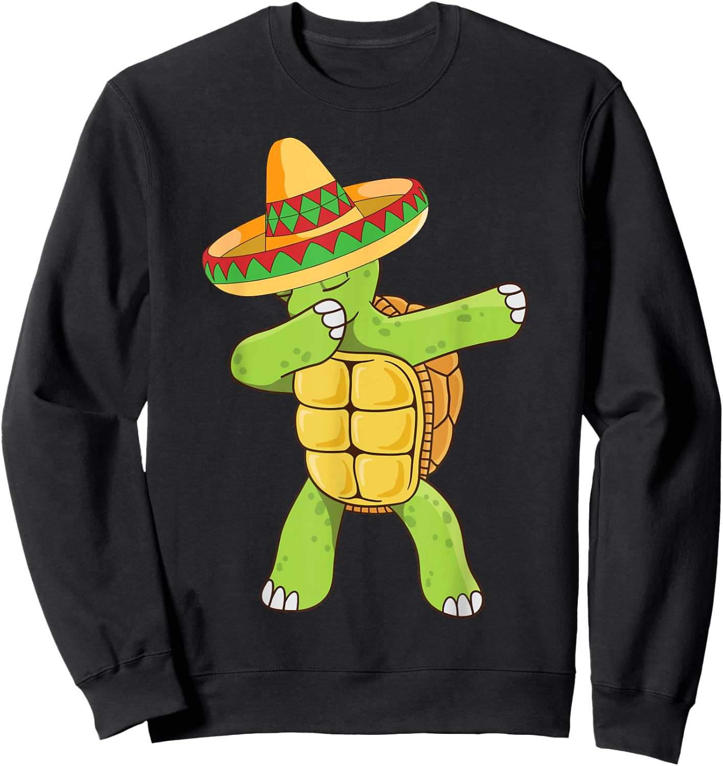 Dabbing Turtle T Shirt Cinco de Mayo Kids Fiesta Sombrero Sweatshirt - Sweatshirt | Black