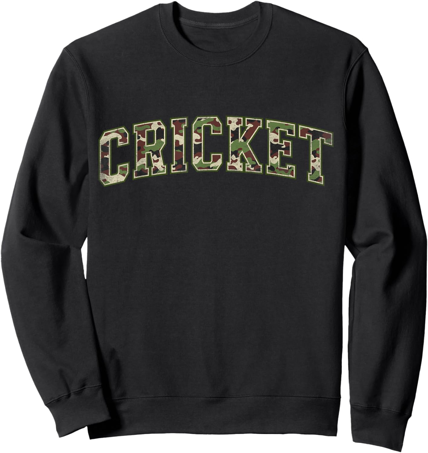 Camo Cricket Camourflage Varsity Text Player Coach Sweatshirt - Sweatshirt | Black