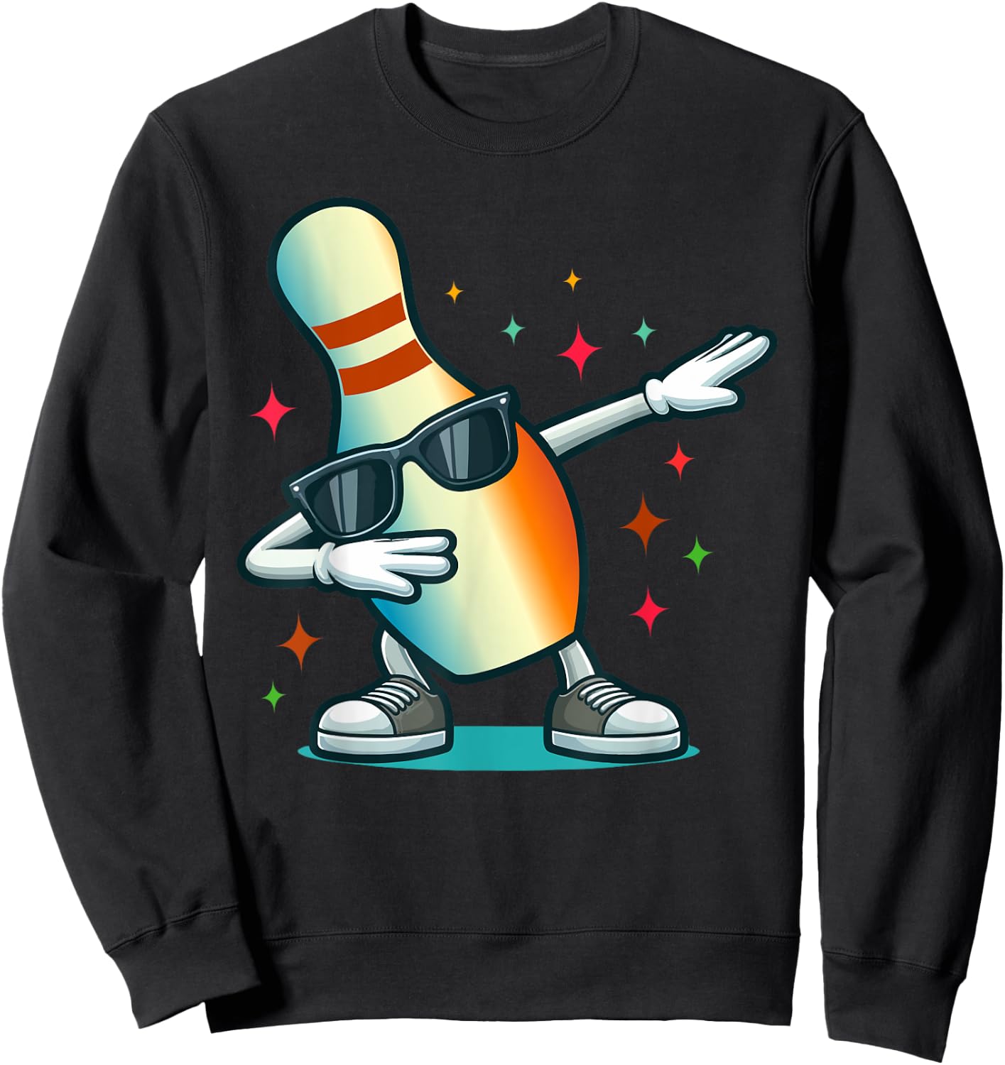 Bowling Pin Dabbing Sunglasses Bowler Player Kids Boys Men Sweatshirt - Sweatshirt | Black