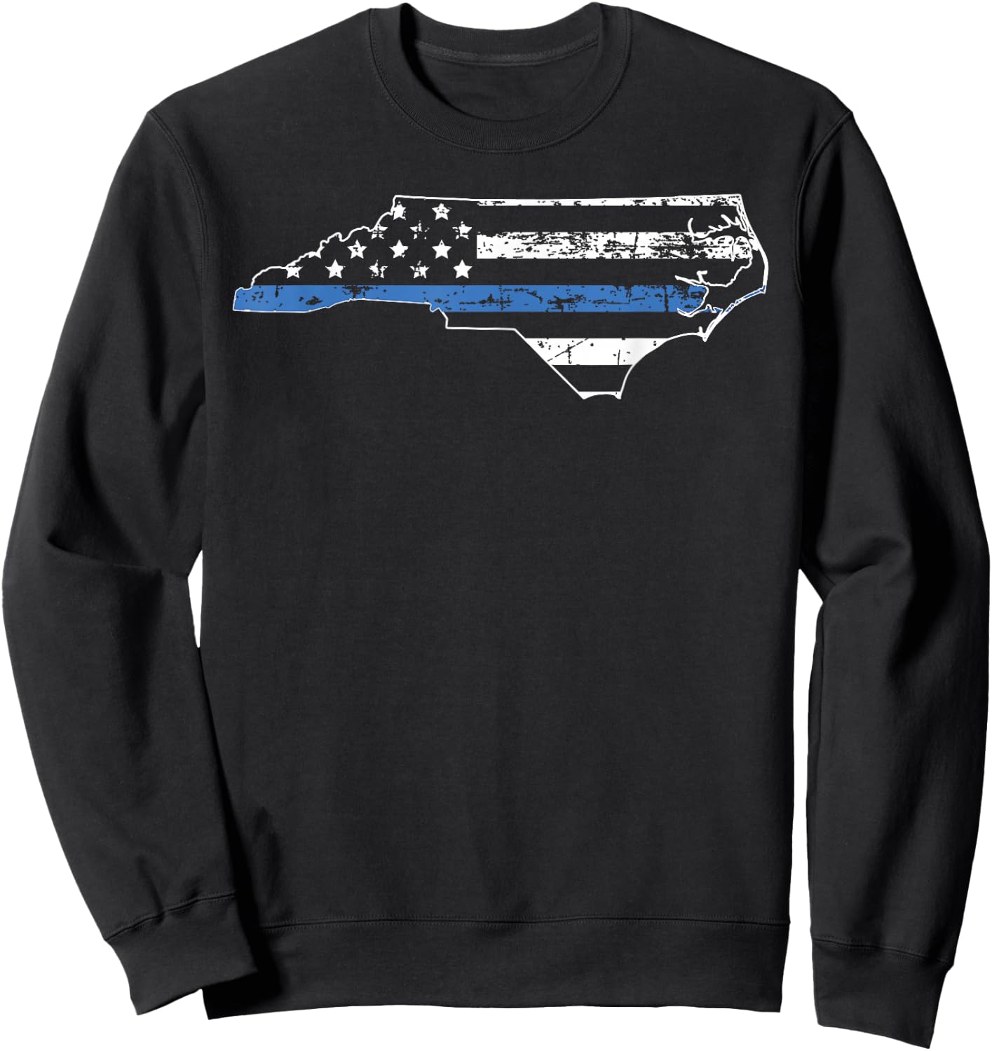 North Carolina Thin Blue Line Law Enforcement T Shirt Sweatshirt - Sweatshirt | Black