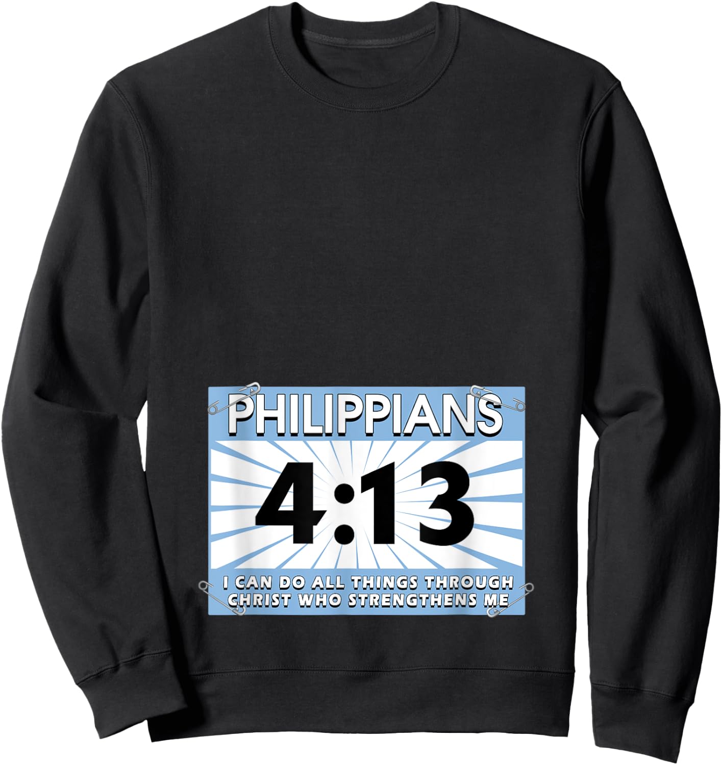 Runners Bib Philippians 4:13 Christ Faith Running Marathon Sweatshirt - Sweatshirt | Black