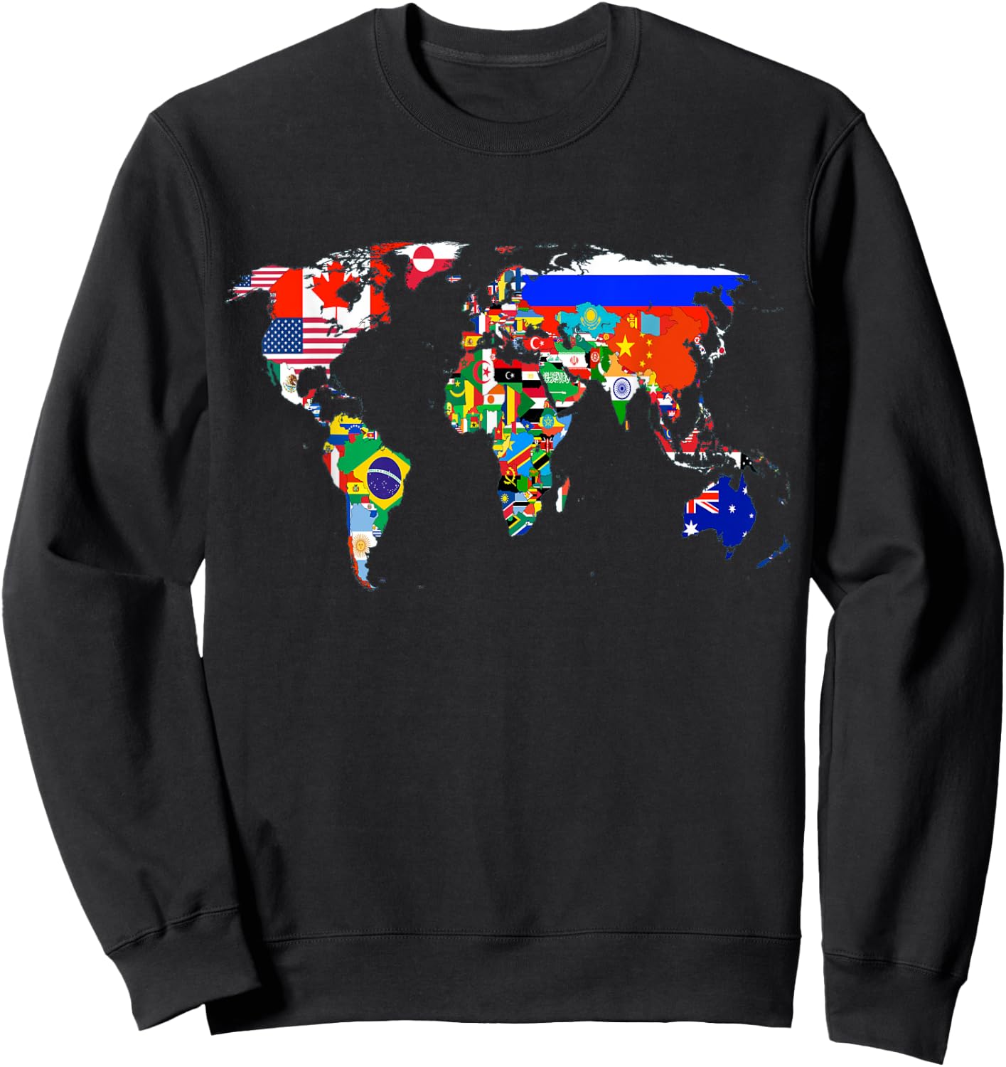 World Map Country Flag Atlas Sweatshirt - Sweatshirt | Black