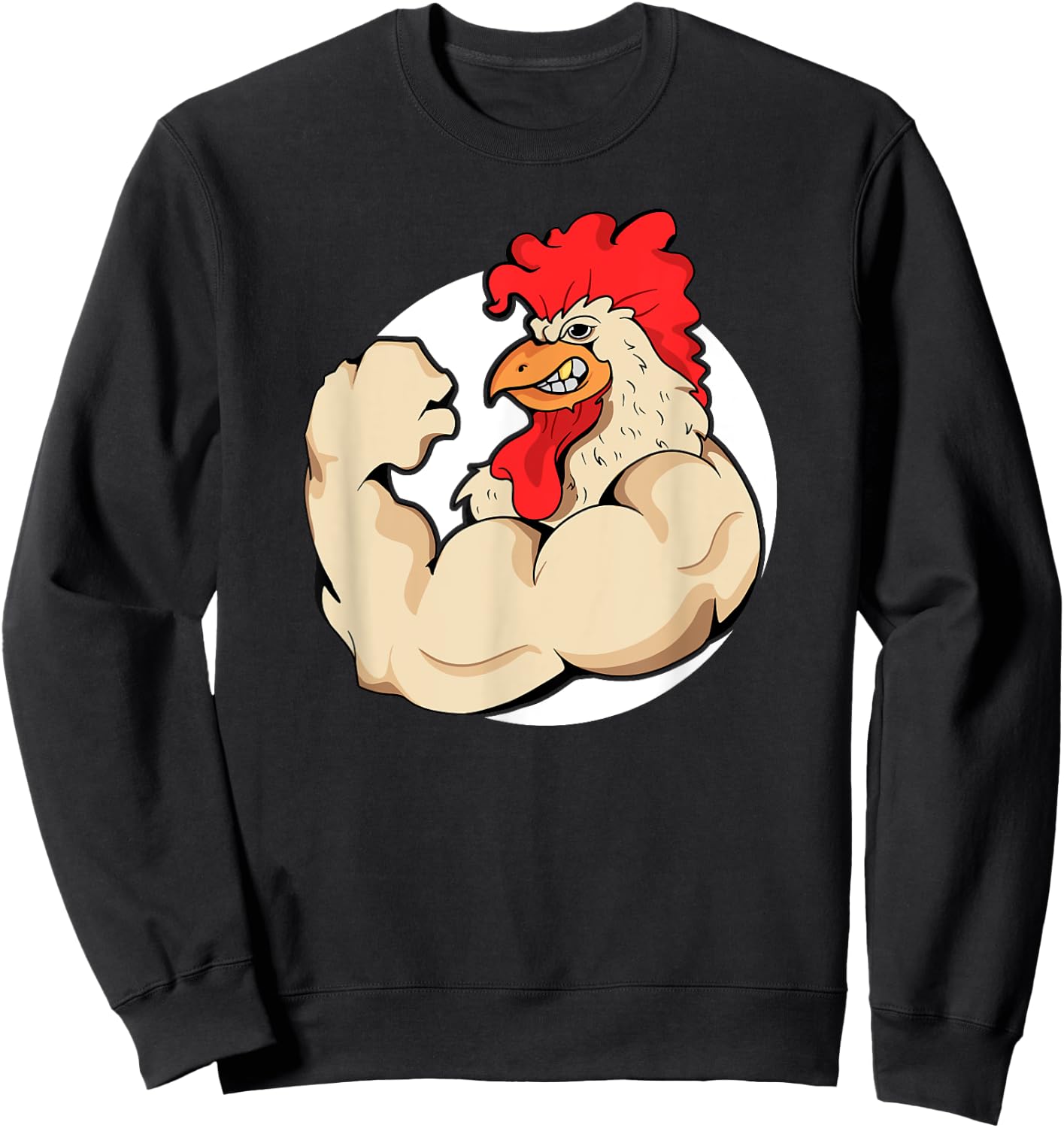 Muscles Rooster's Funny Chicken Shirt. Training Mascots Sweatshirt - Sweatshirt | Black