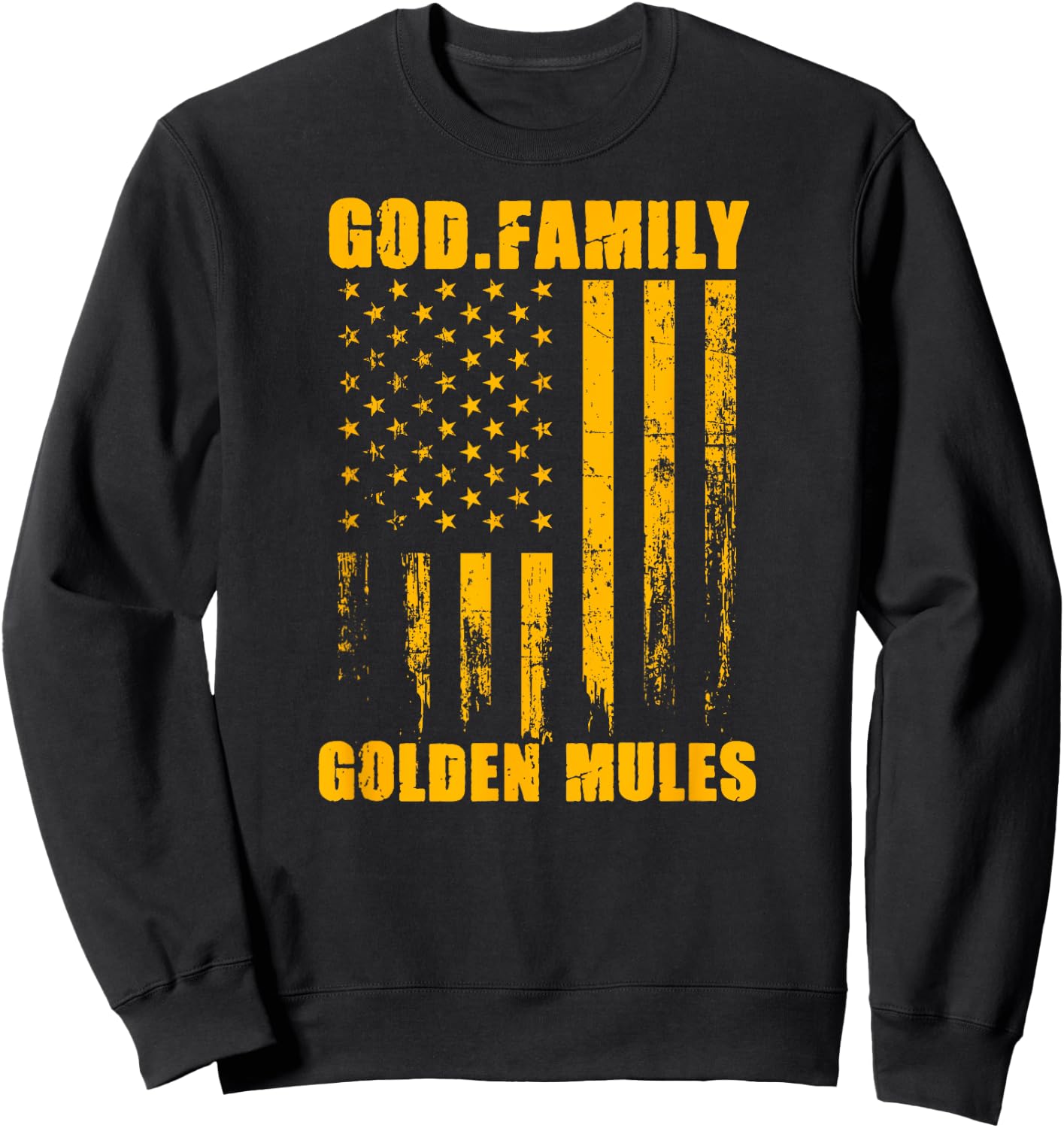 Solanco Golden Mules God. Family. Vintage USA Flag Sweatshirt - Sweatshirt | Black